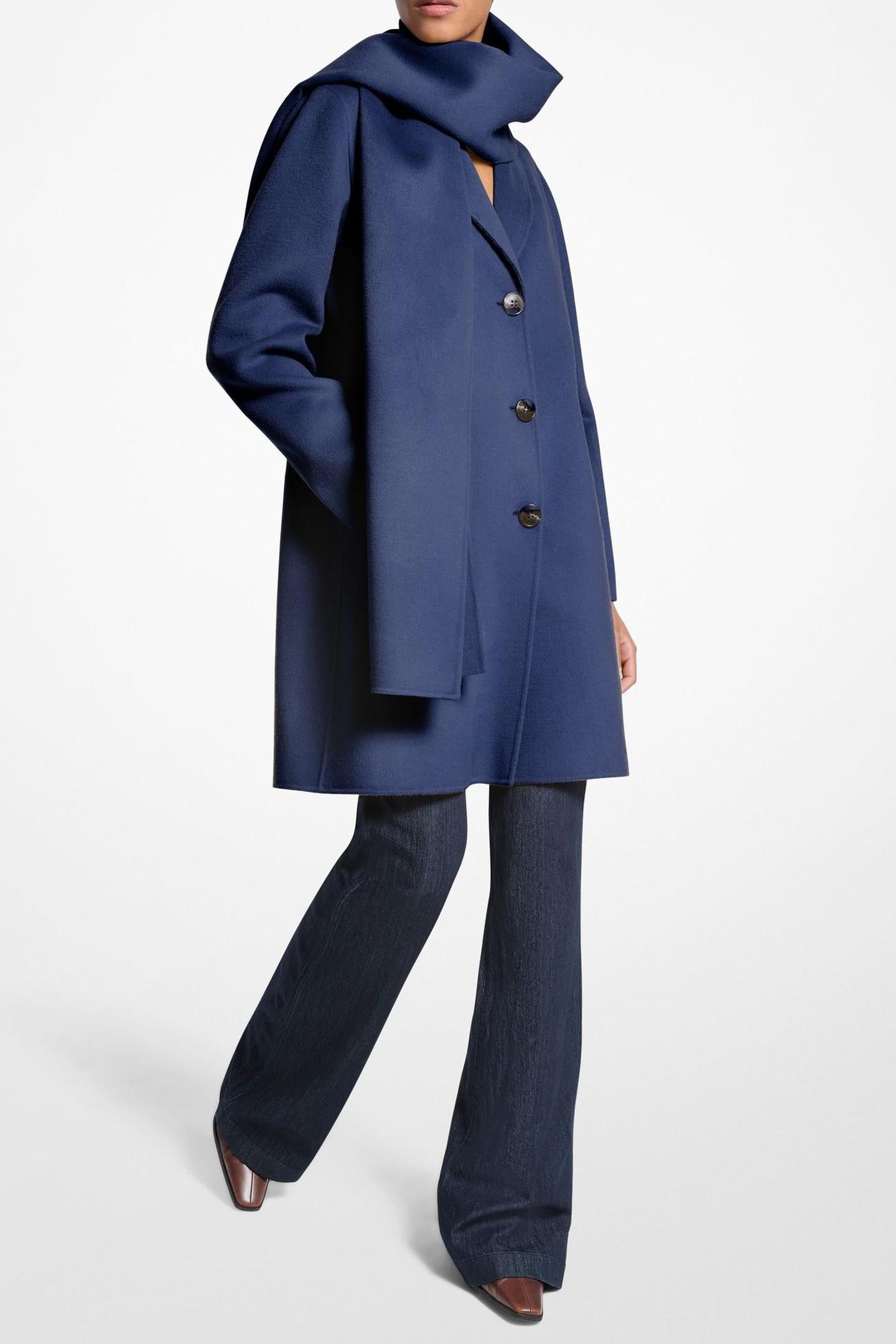 WOOL BLEND SCARF COAT MIDNIGHT 1