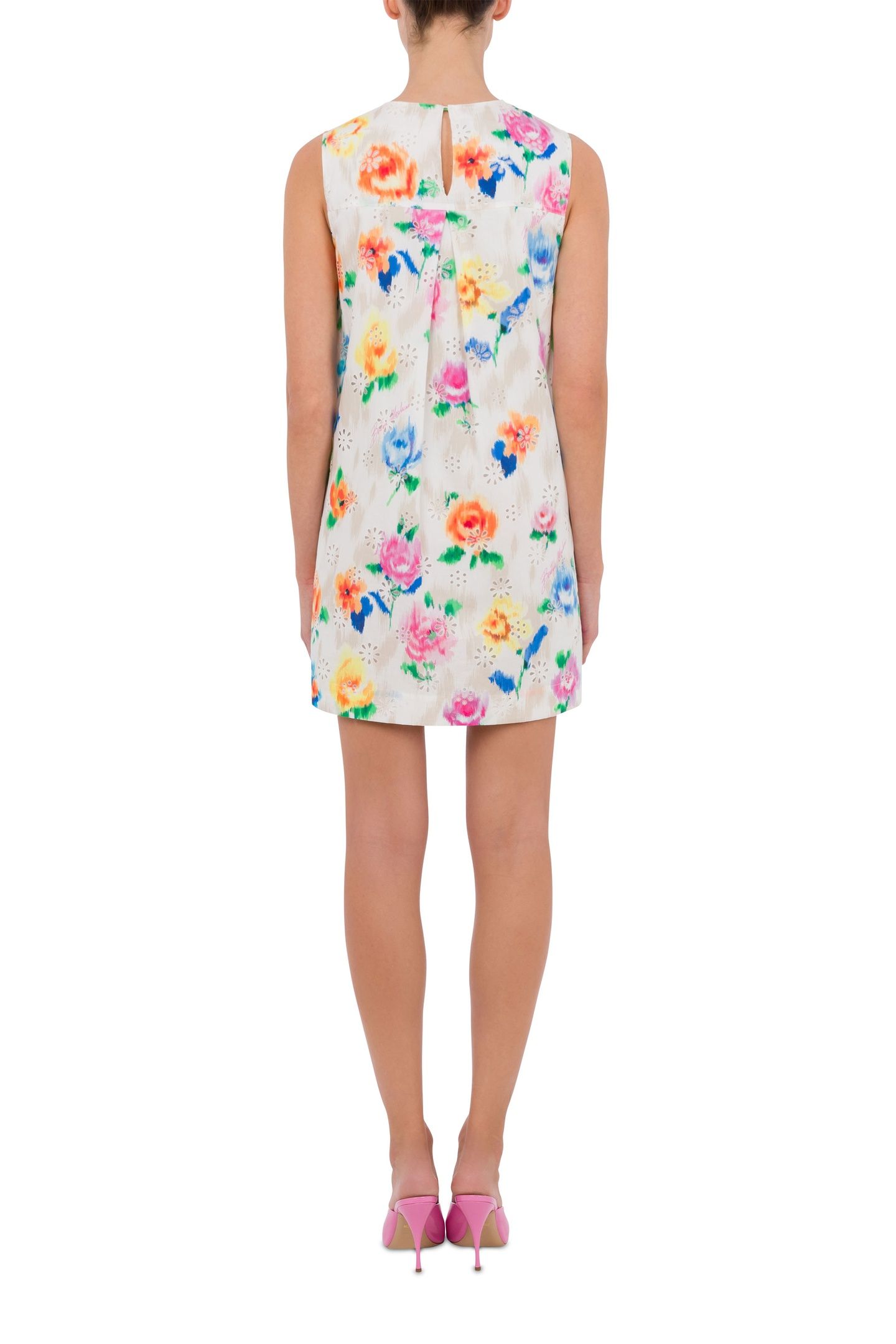 SHORT DRESS IN BRODERIE ANGLAISE FLOWER CHINÉ WHITE 2
