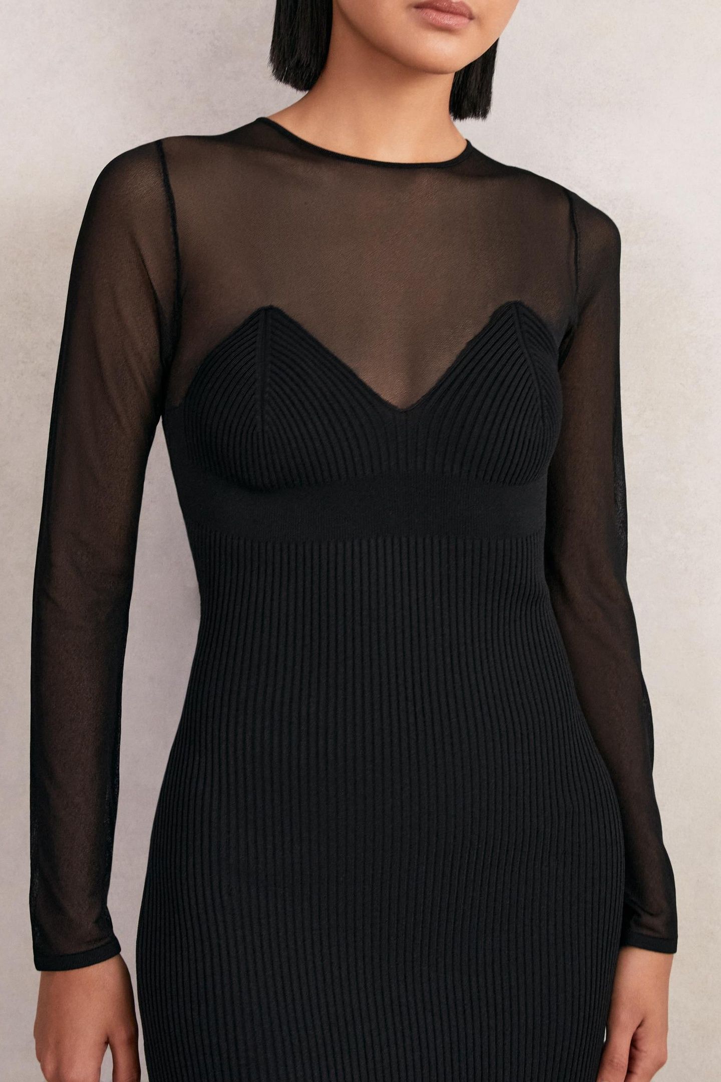 SHEER KNITTED DRESS BLACK 5