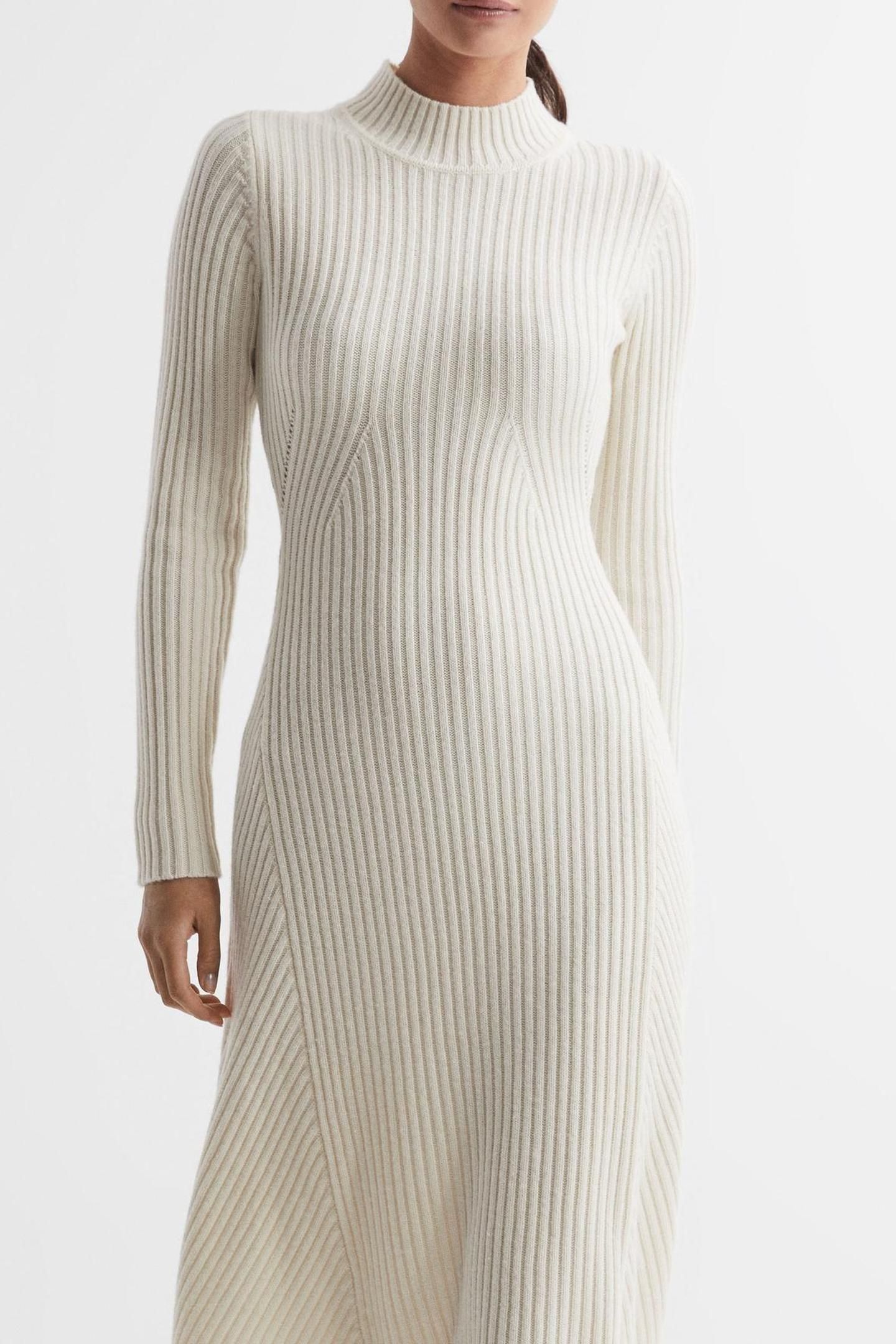 HIGH NECK MIDI DRESS CREAM 4