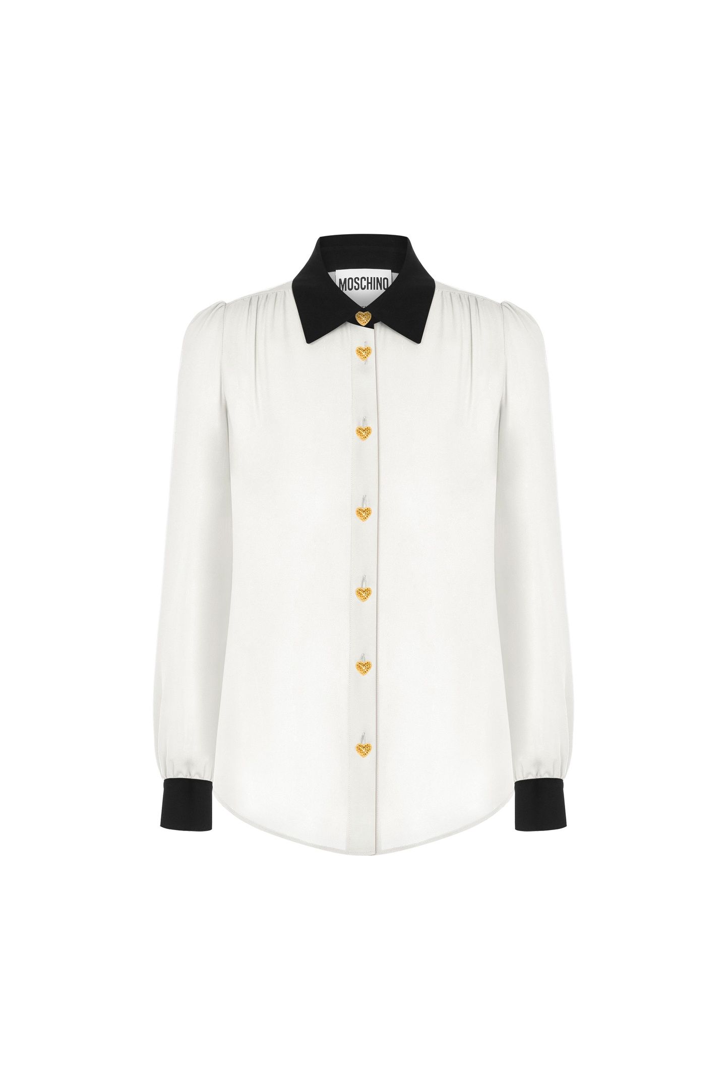 HEART BUTTONS SILK CHARMEUSE SHIRT WHITE 3