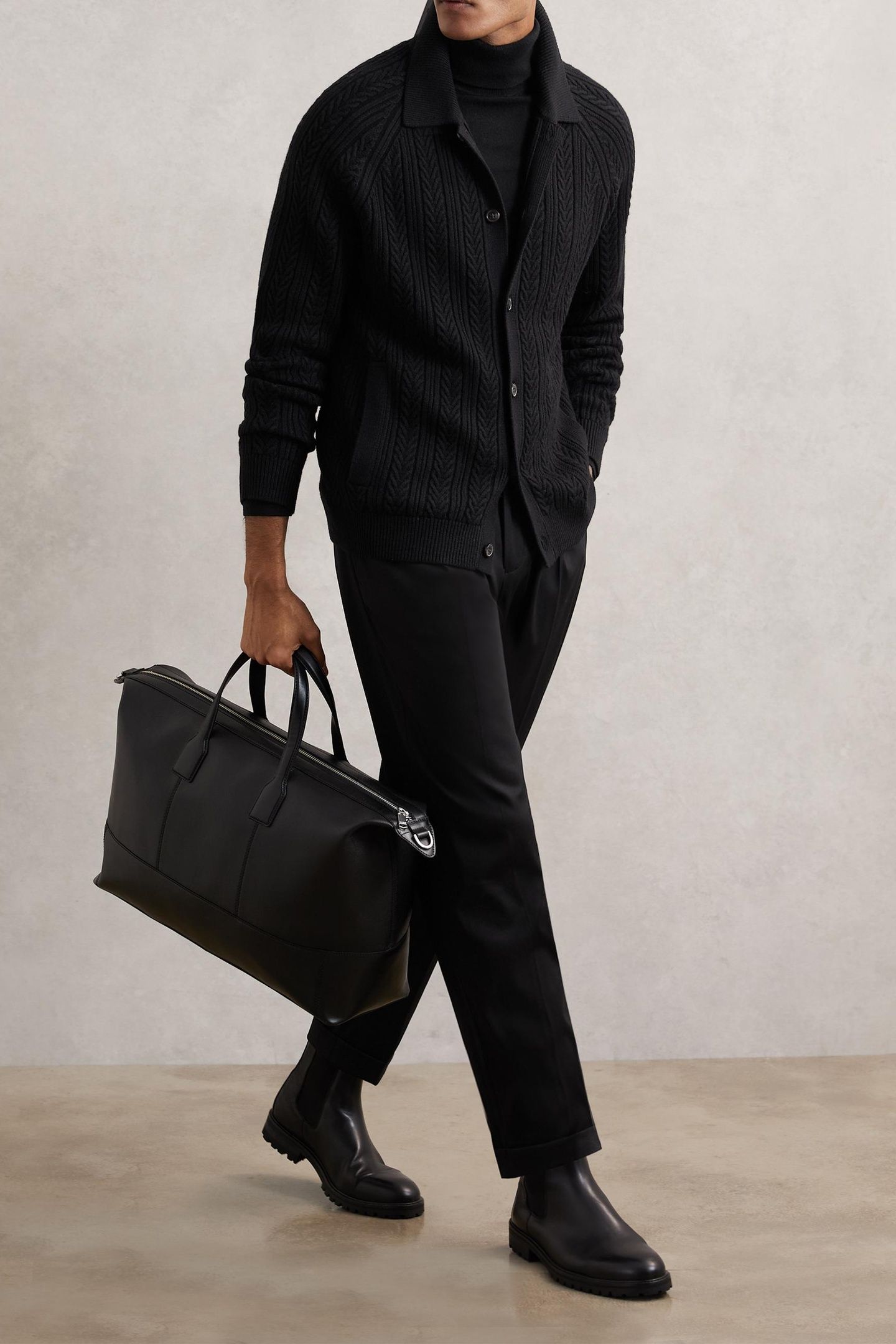 LS BUTTON THROUGH CABLE CARDIGAN BLACK 3