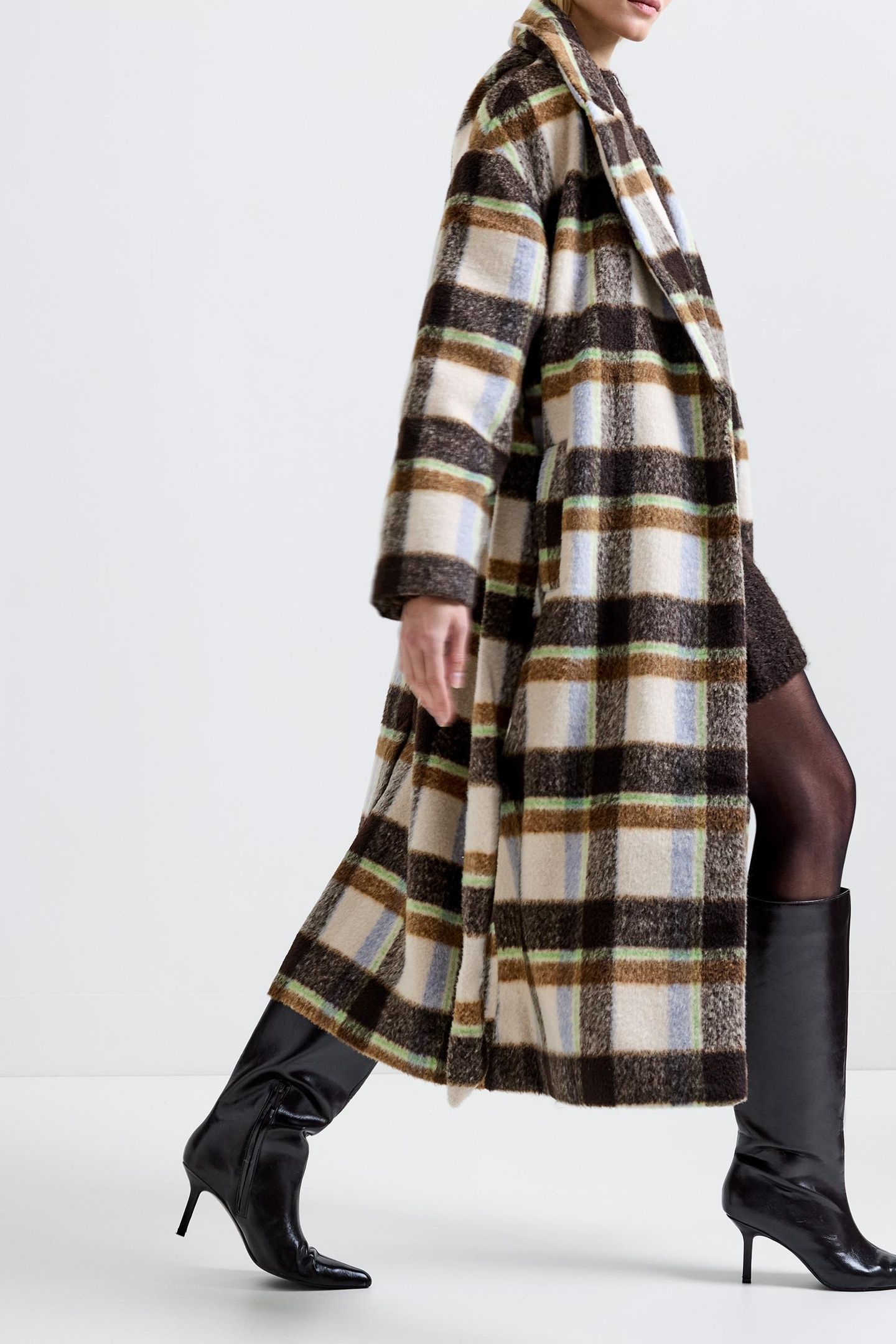 REMI BELTED COAT BROWN MULTI 4