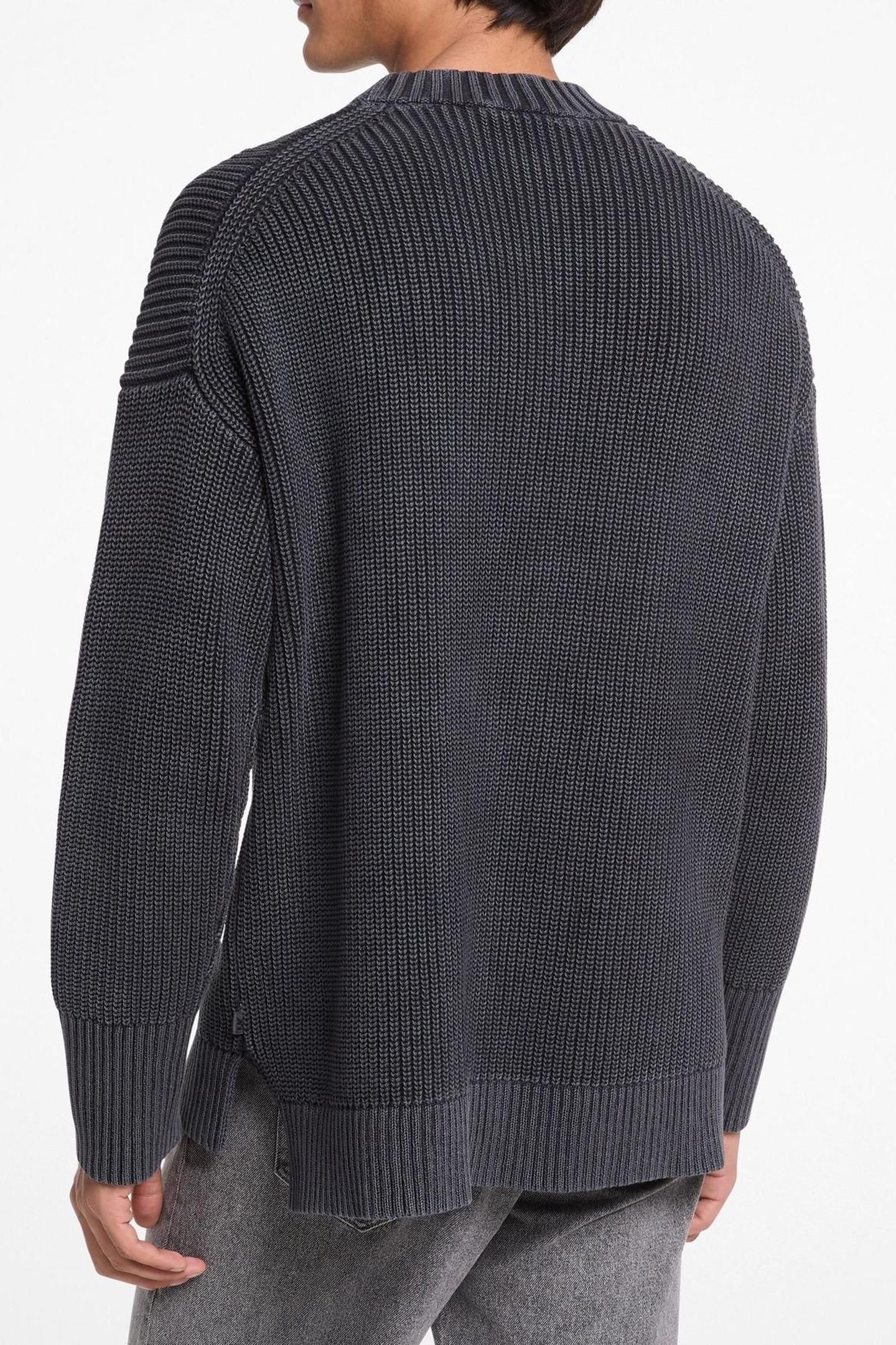 GARMENT DYE STEP HEM CREW BLACK 2