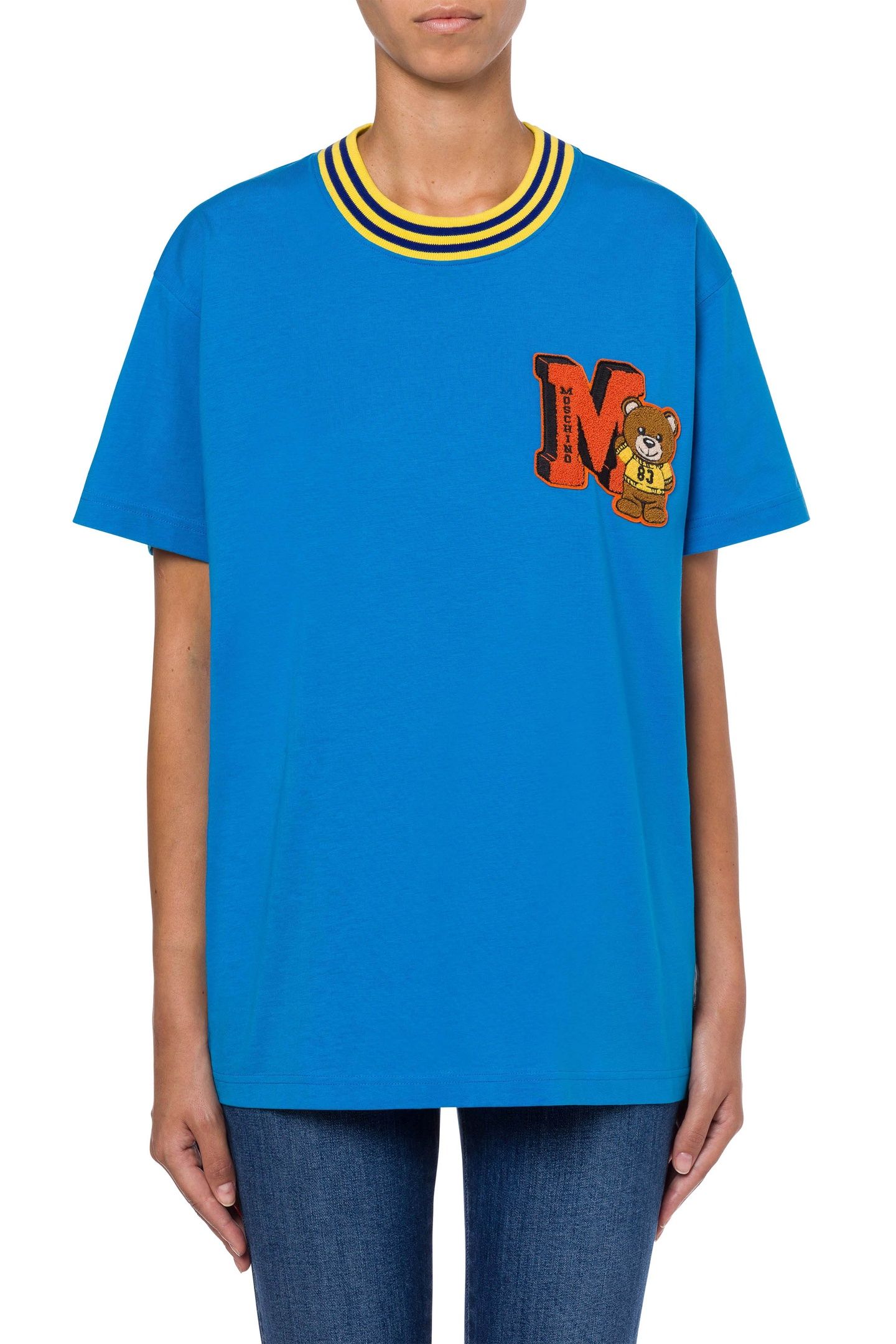 VARSITY TEDDY BEAR ORGANIC JERSEY T-SHIRT BLUE 1