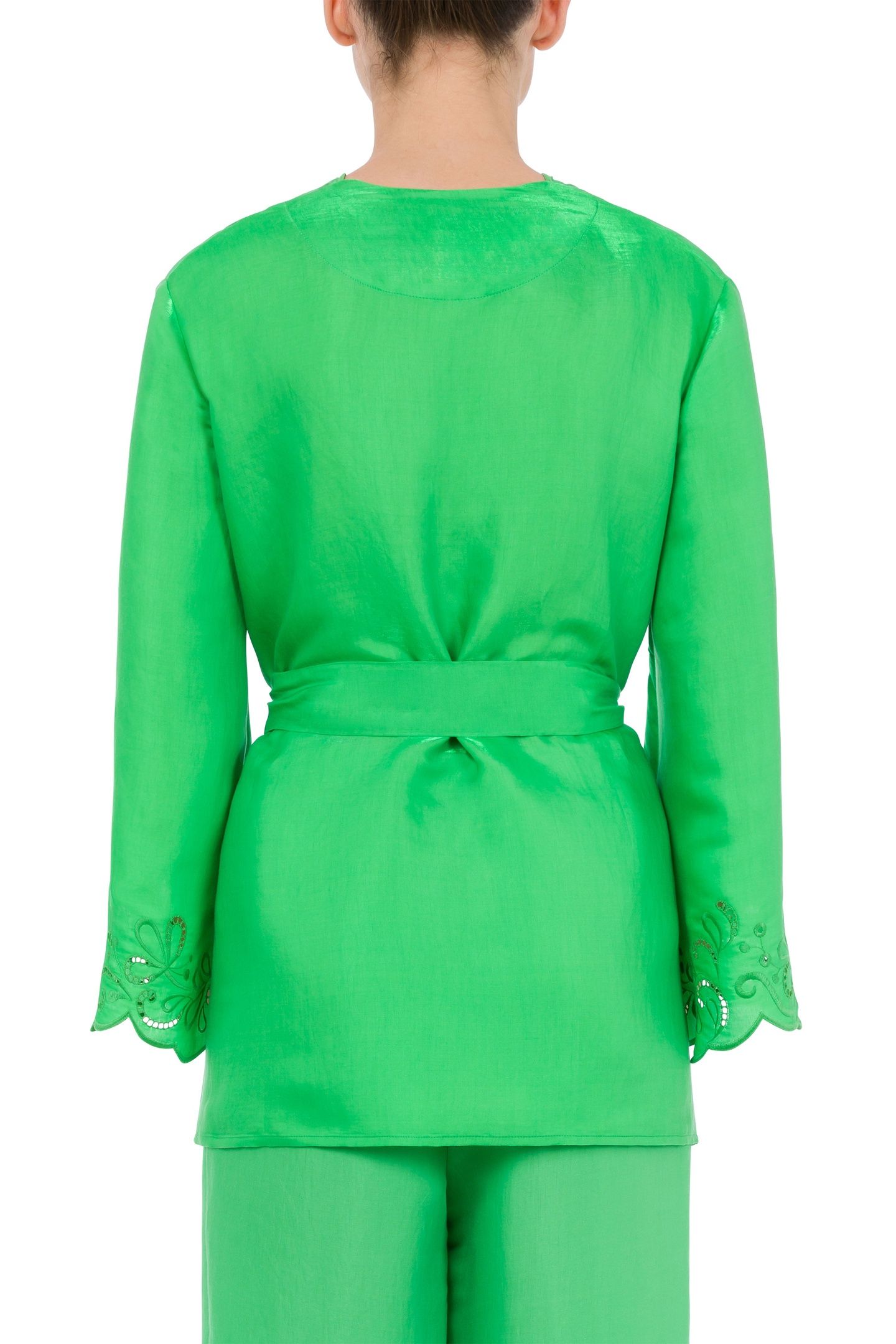AJOUR SHIRT WITH SASH GREEN 2