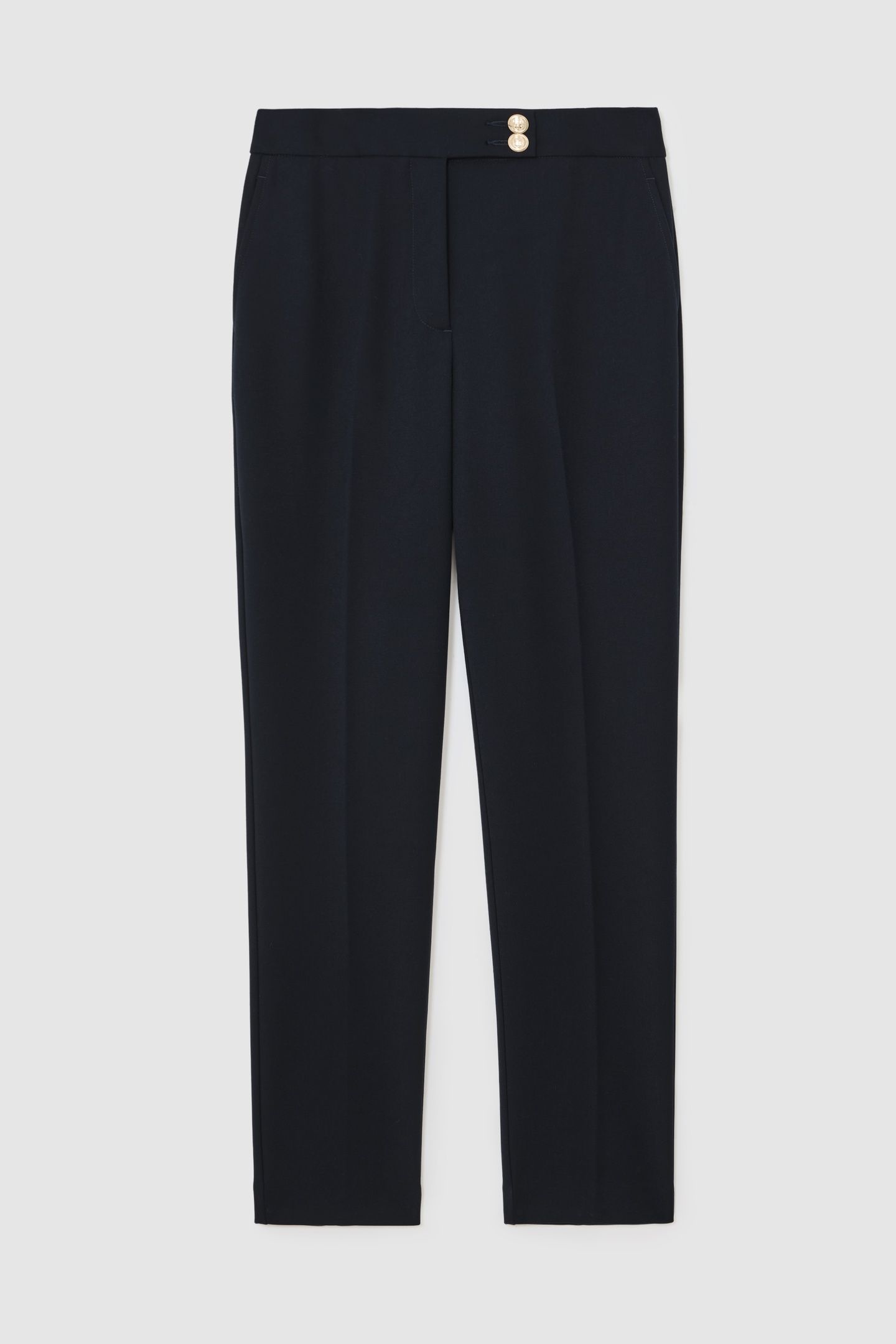 TAPER BUTTON DETAIL TROUSER NAVY 4