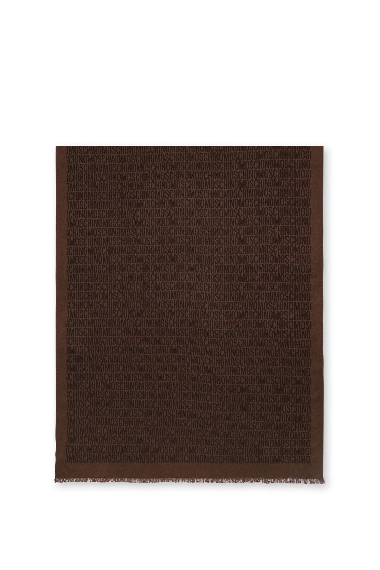ALLOVER LOGO SILK AND WOOL SCARF BROWN 2