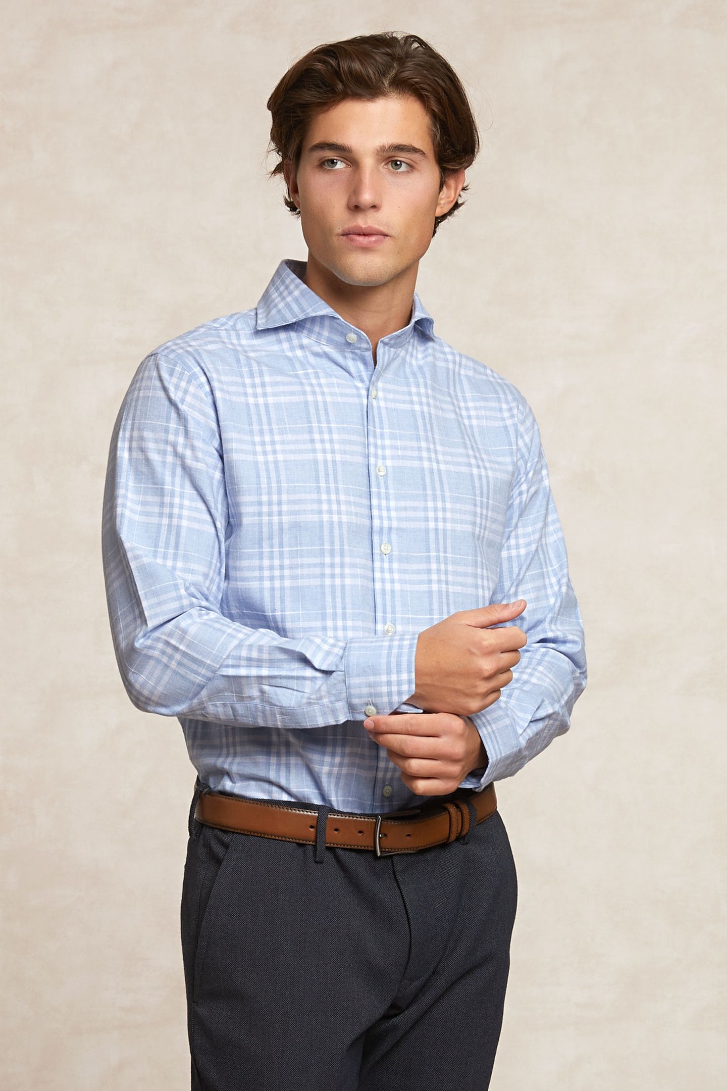 CUSTOM FIT CHECKED SHIRT BLUE/WHITE 3