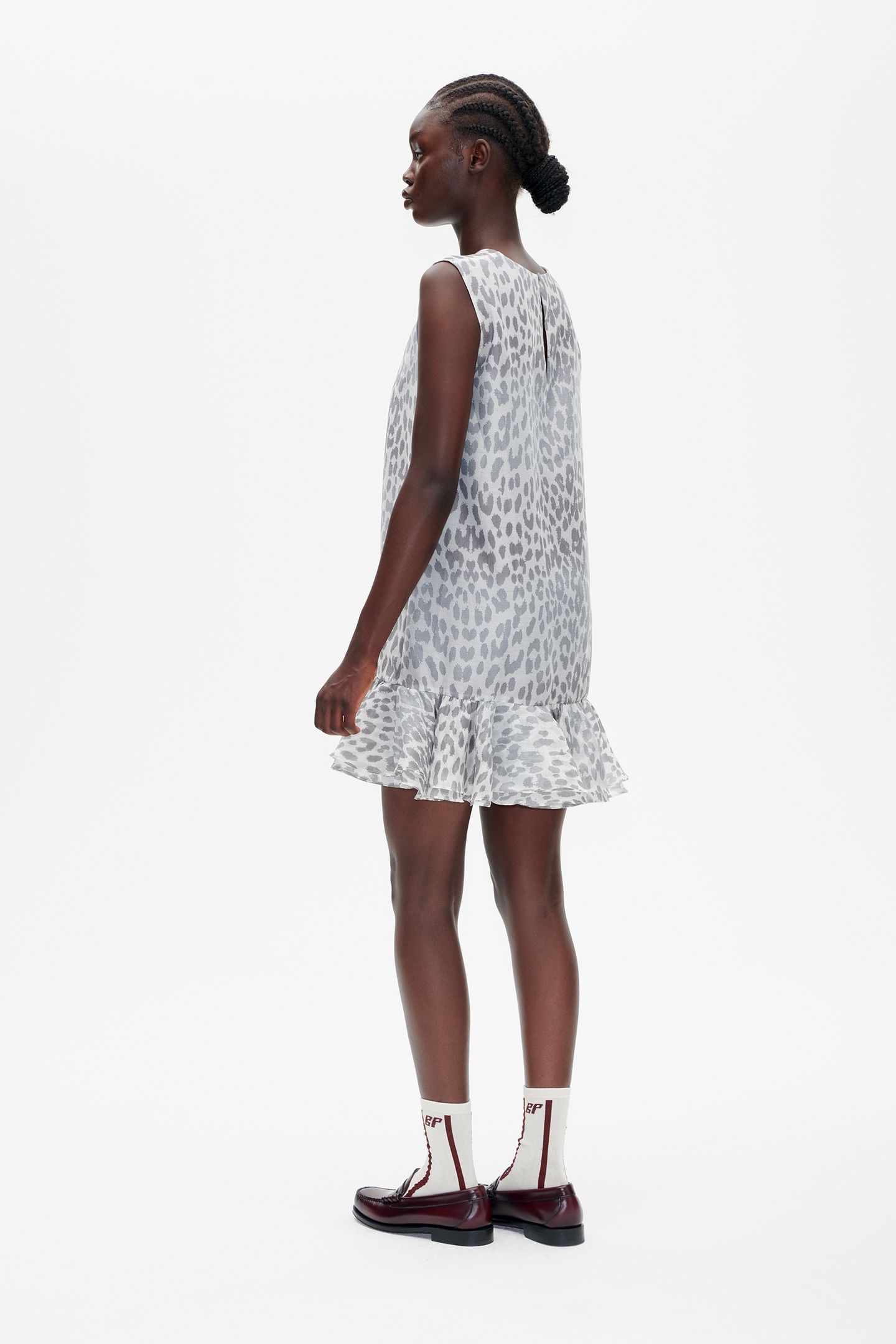 AGNESE DRESS GREY OFFICE LEOPARD 2