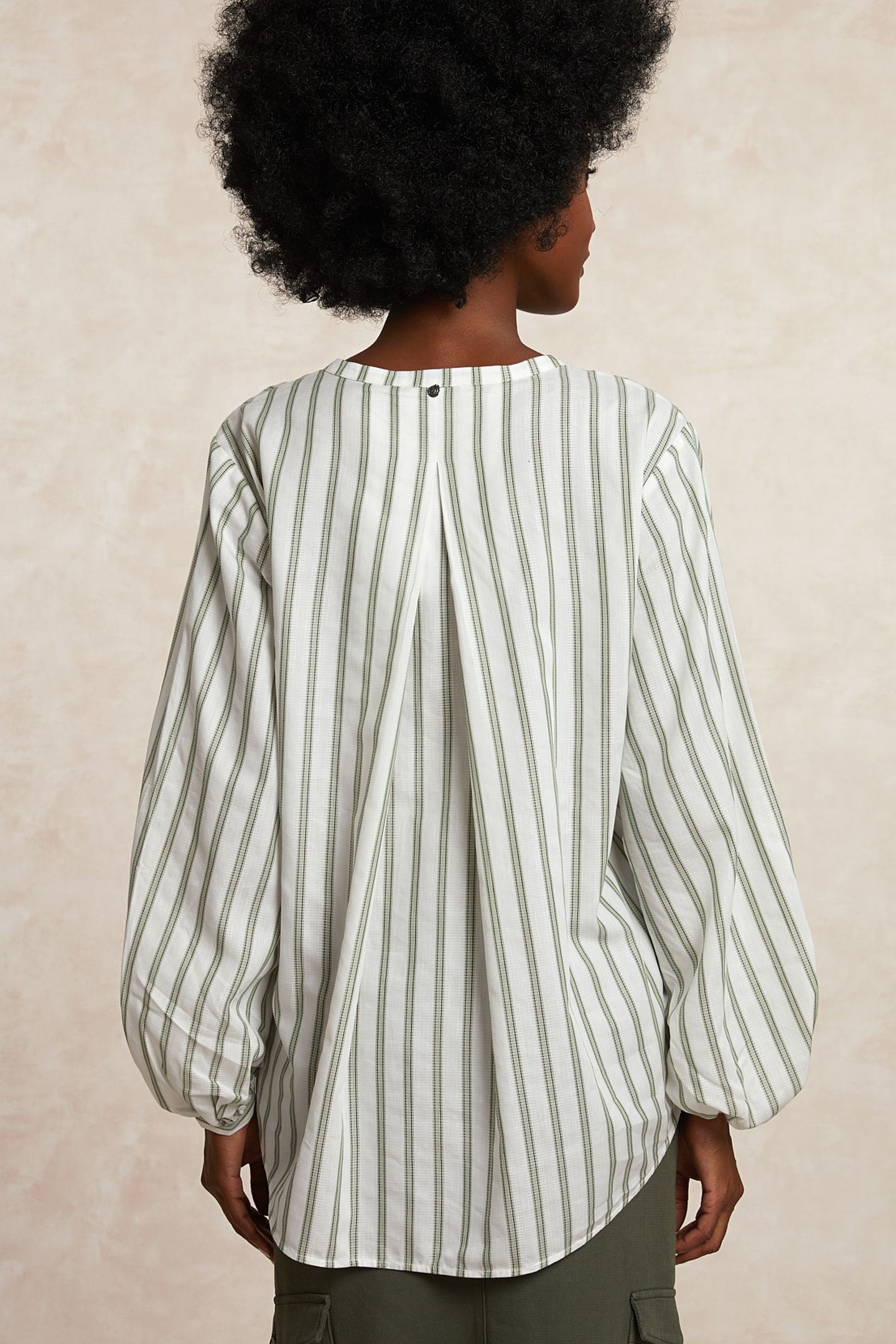 STRIPED OVERSIZED BLOUSE LONG SLEEVES GREEN/OFF WHITE 2