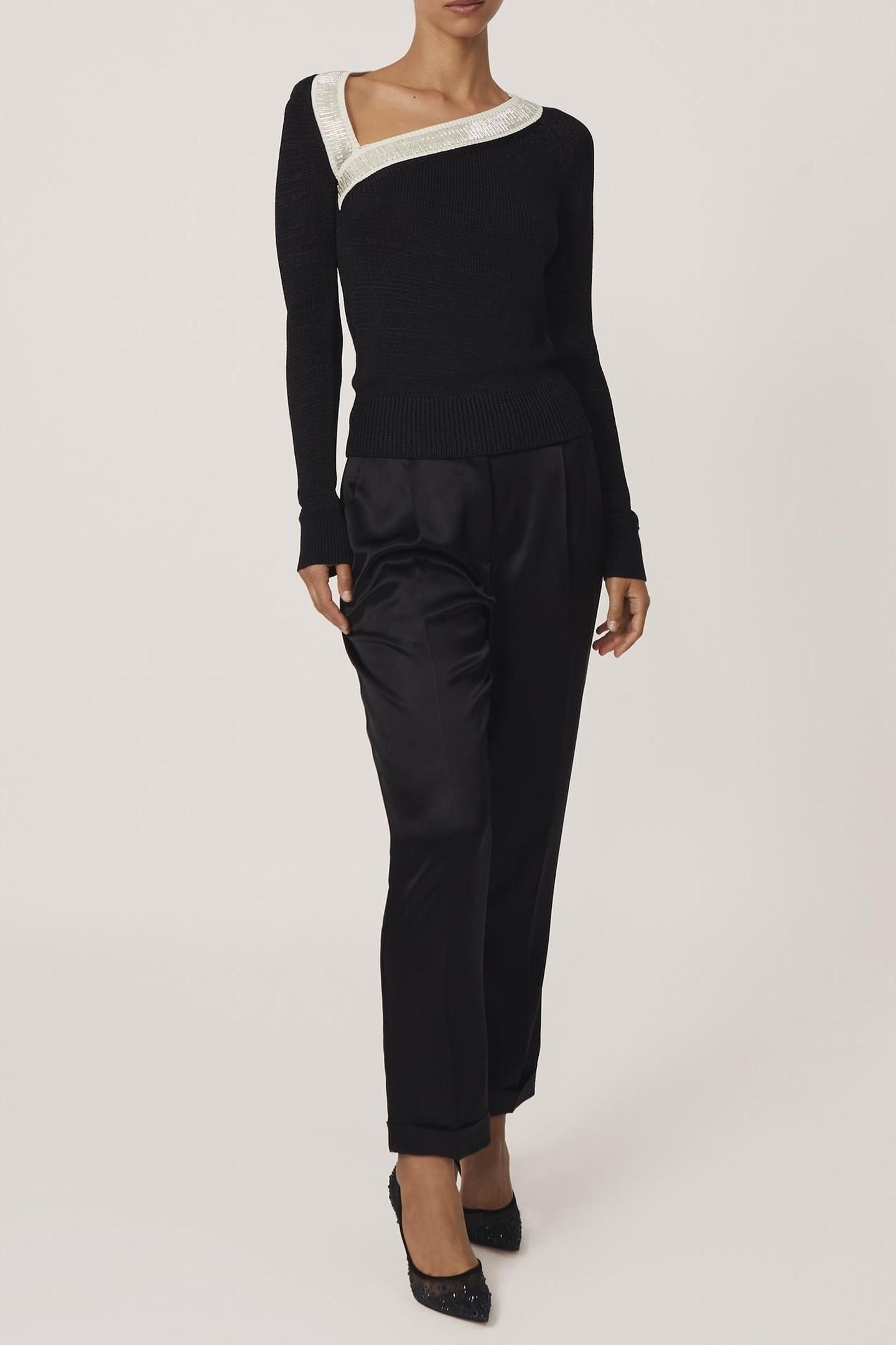 ASYMMETRIC BEADED JUMPER BLACK/WHITE 3