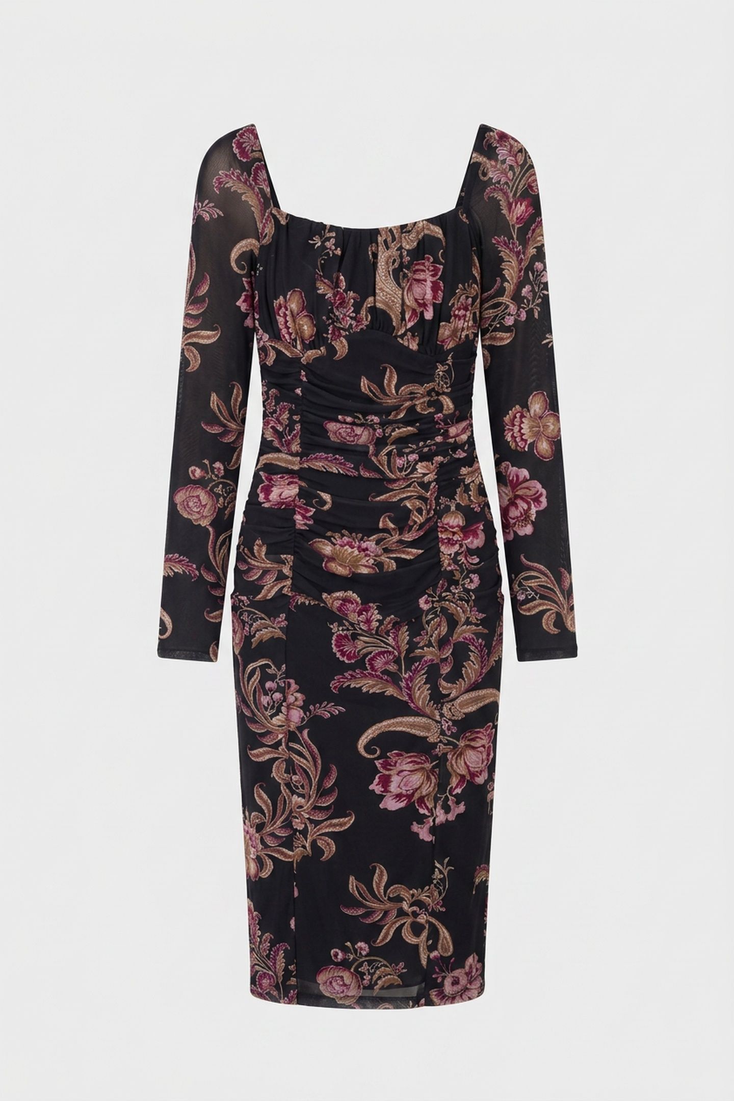 HOLLY LS DRAPEP DRES FLORAL PAISLEY BLACK 3