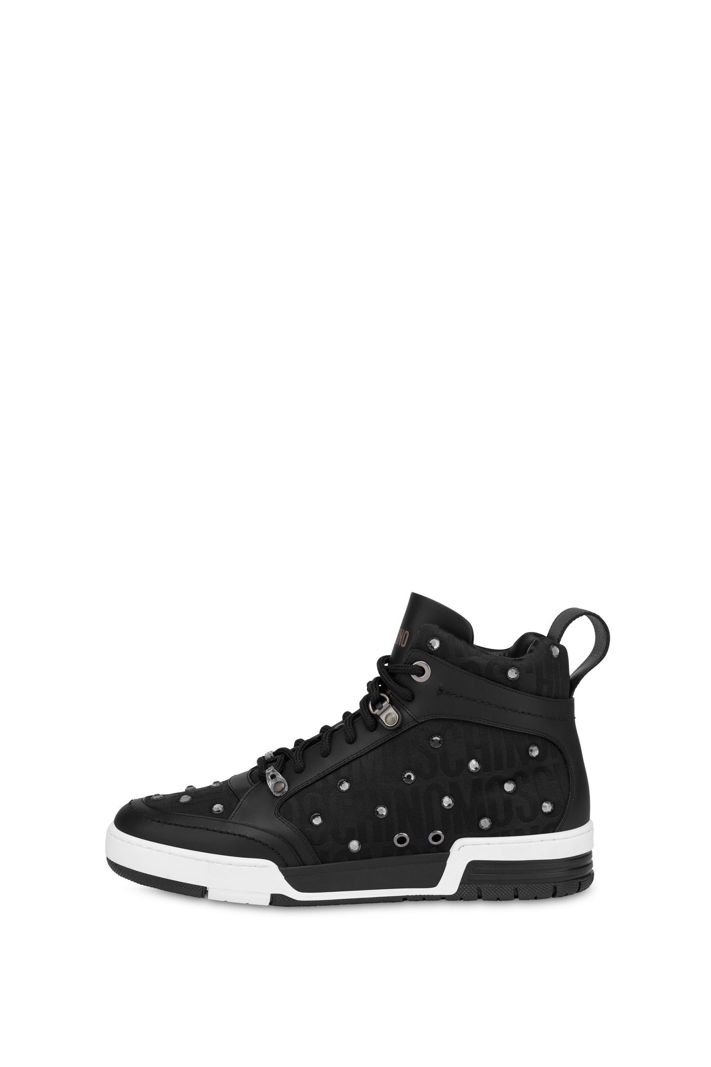 HIGH-TOP SNEAKERS WITH RHINESTONES ALLOVER LOGO BLACK 1