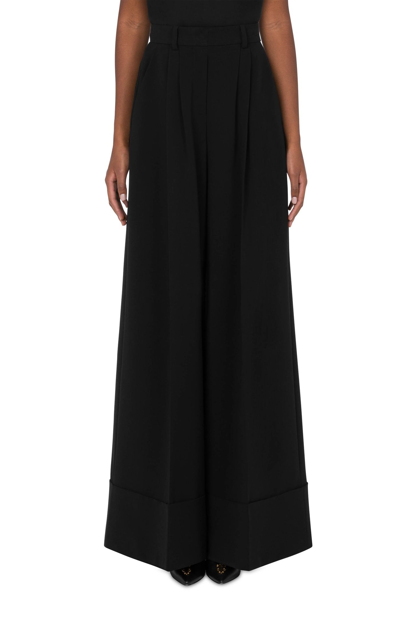 CREPE PALAZZO TROUSERS BLACK 1