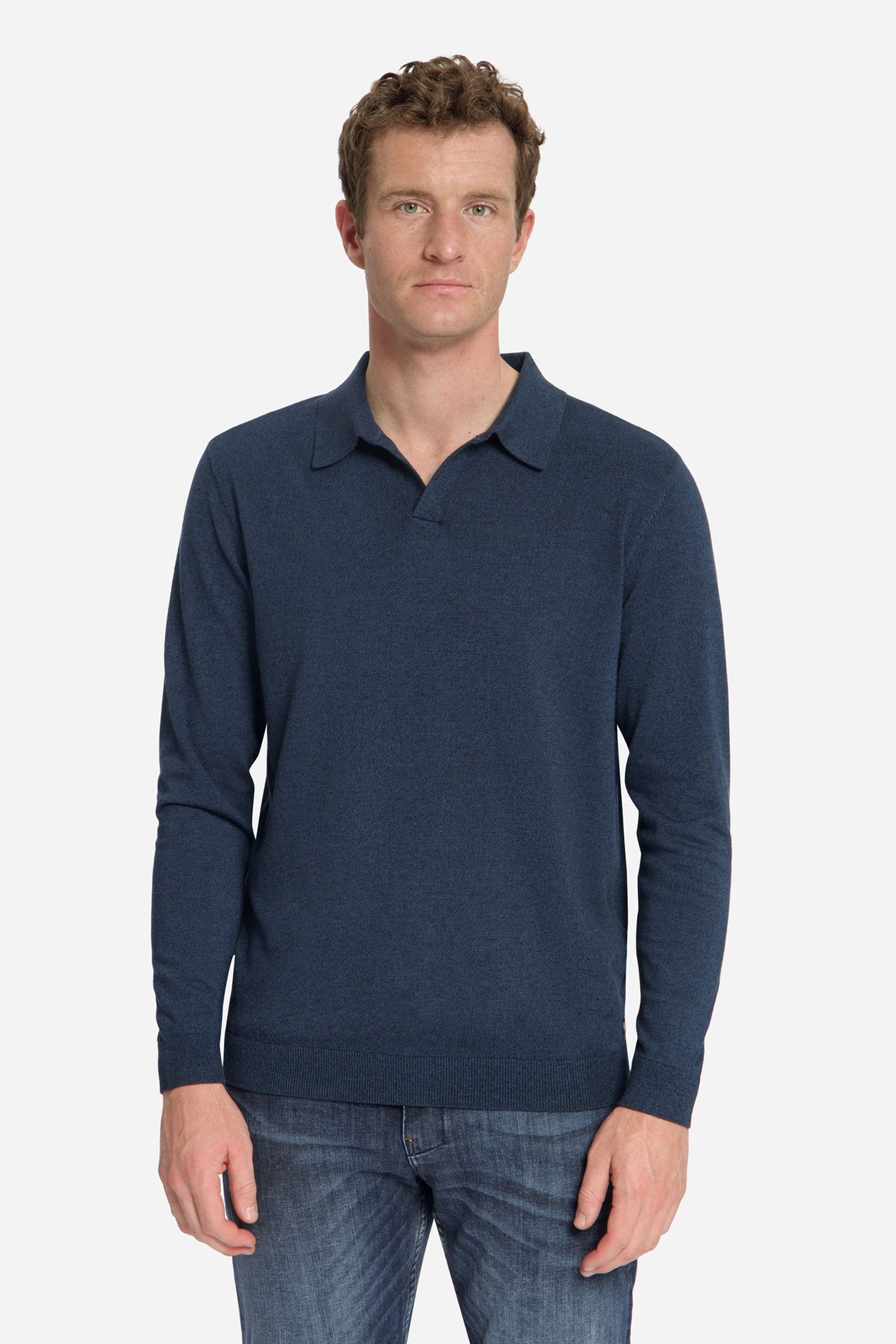 PULLOVER V POLO MELANGE NAVY 3