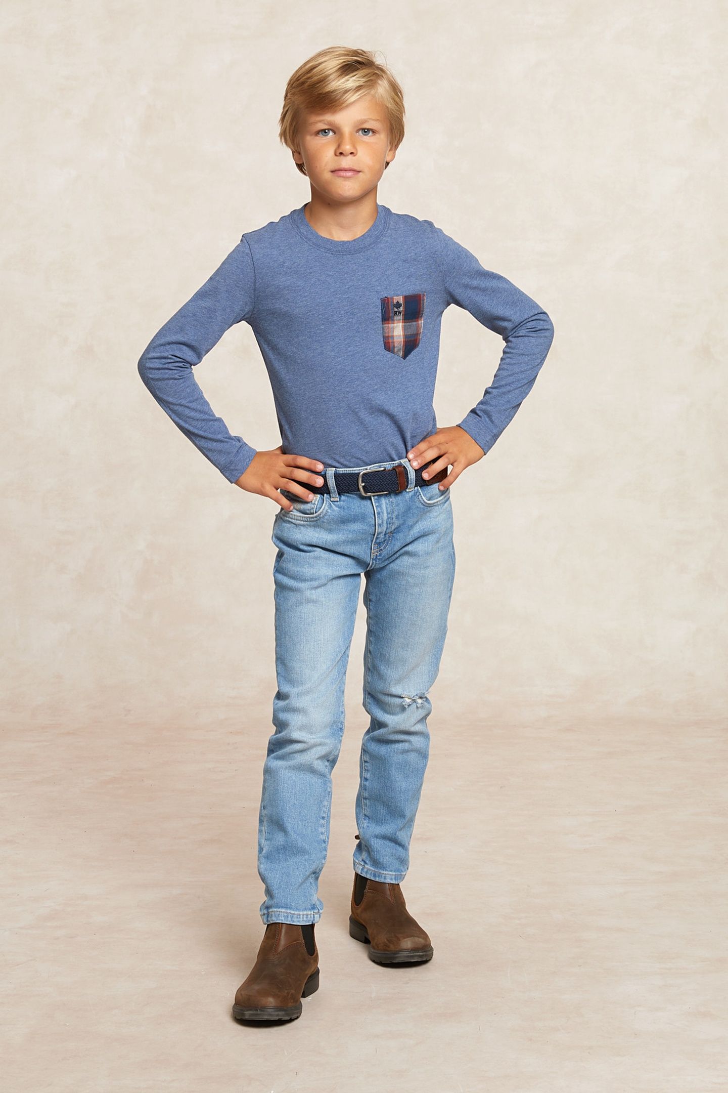 COTTON T-SHIRT CHEST POCKET NIGHT SKY MIX BLUE 1