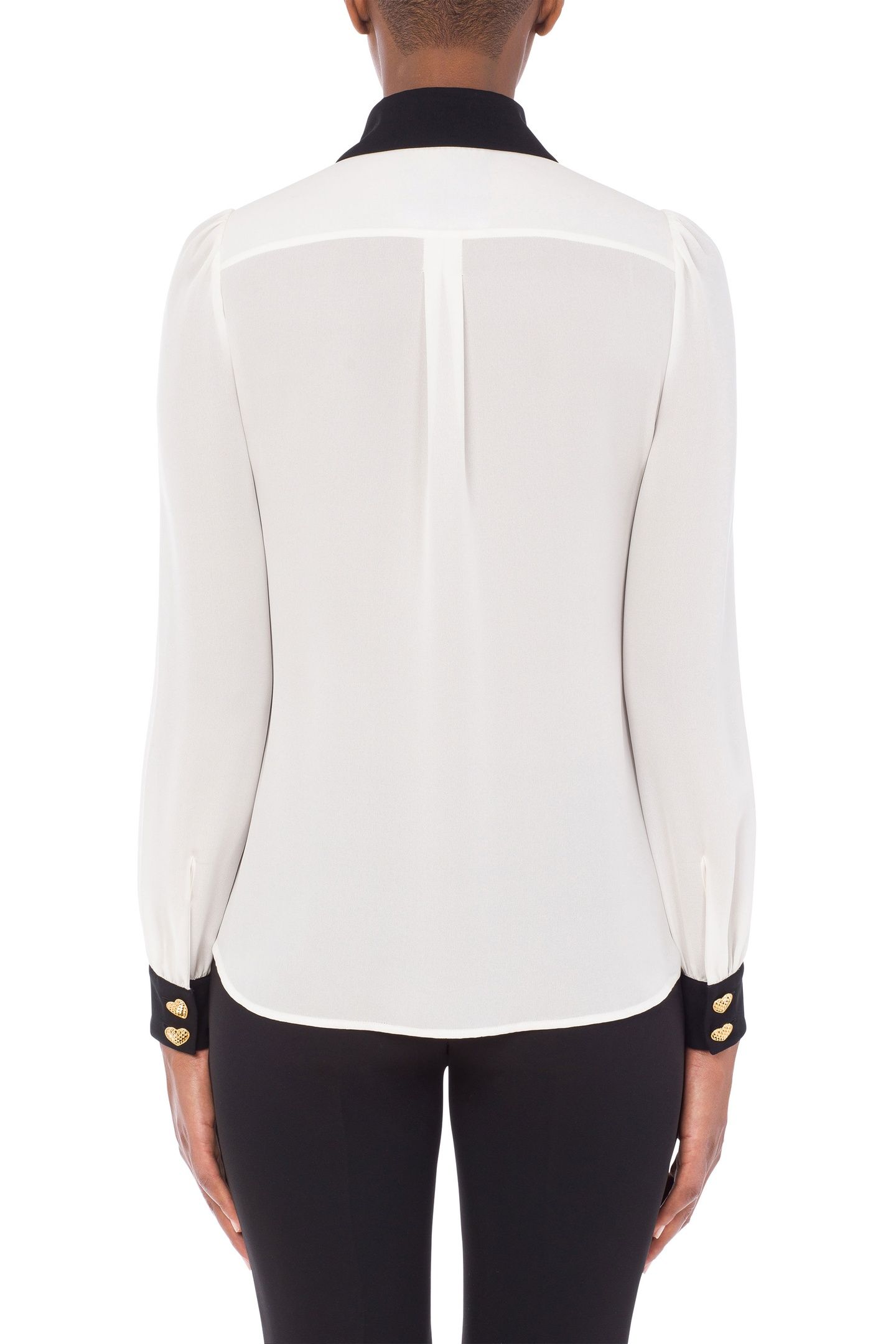 HEART BUTTONS SILK CHARMEUSE SHIRT WHITE 2