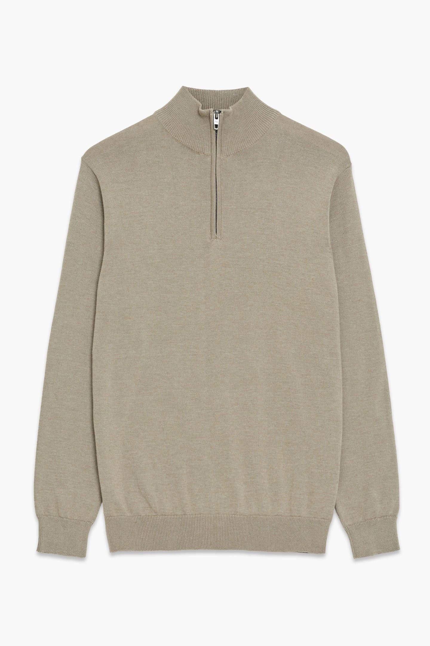 1/2 ZIP COTTON KHAKI MEL SIZE [L] KHAKI MEL 1
