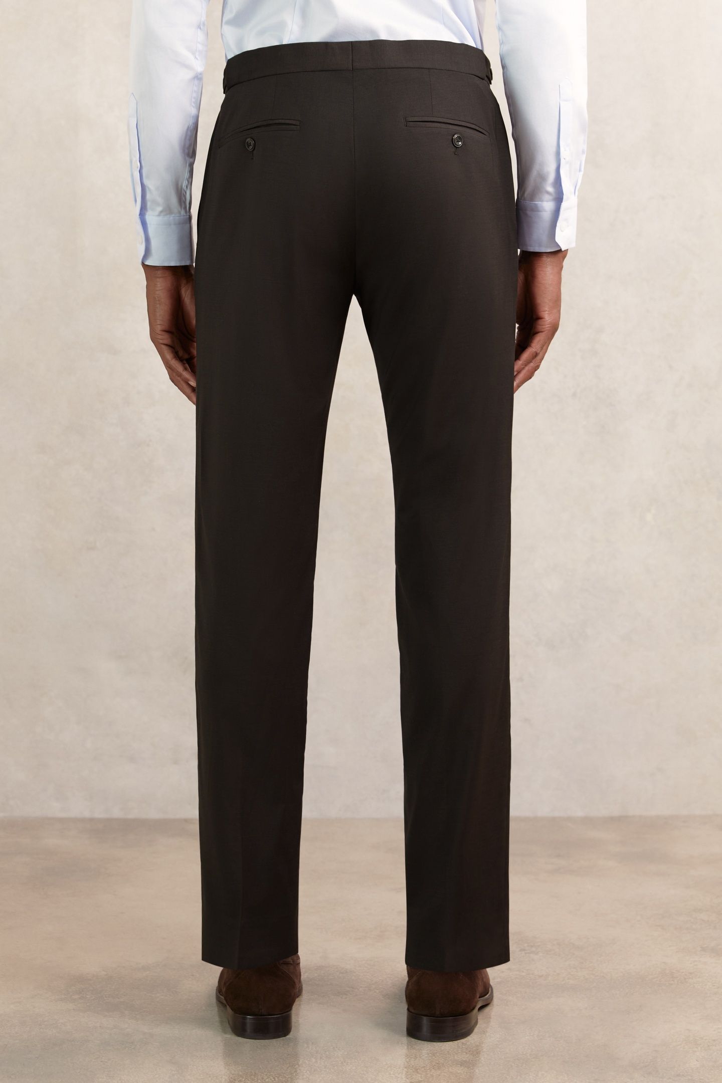 PLAIN WOOL MIXER TROUSER CHOCOLATE BROWN 2