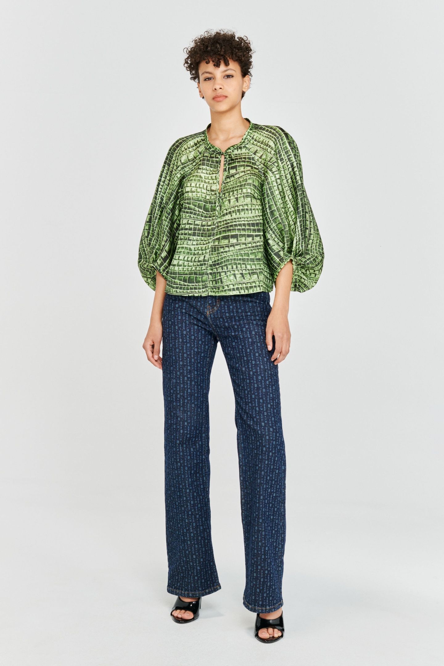 MARTHA BLOUSE GREEN REPTILE 1