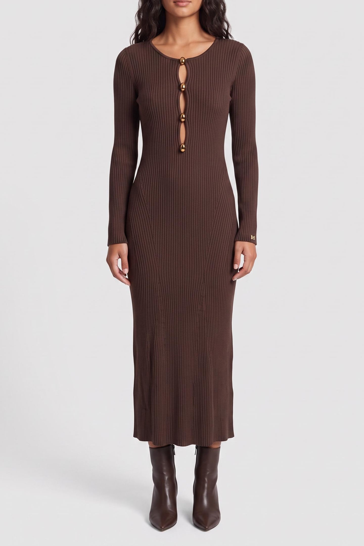 AGATHE RIBBED LS MID CHOCOLATE BROWNIE 1