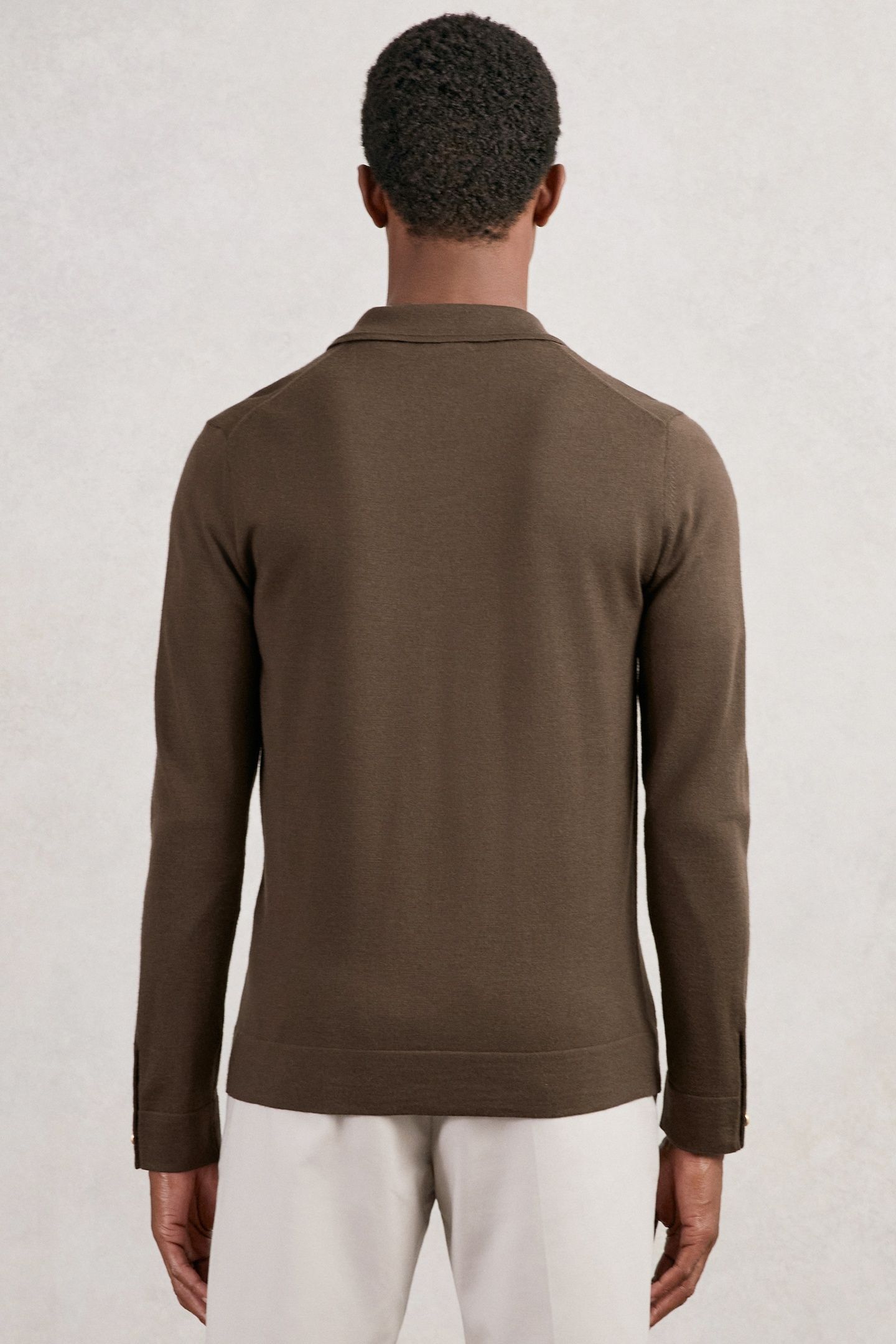LS BUTTON THROUGH MERINO WOOL CARDIGAN CHOCOLATE BROWN 2