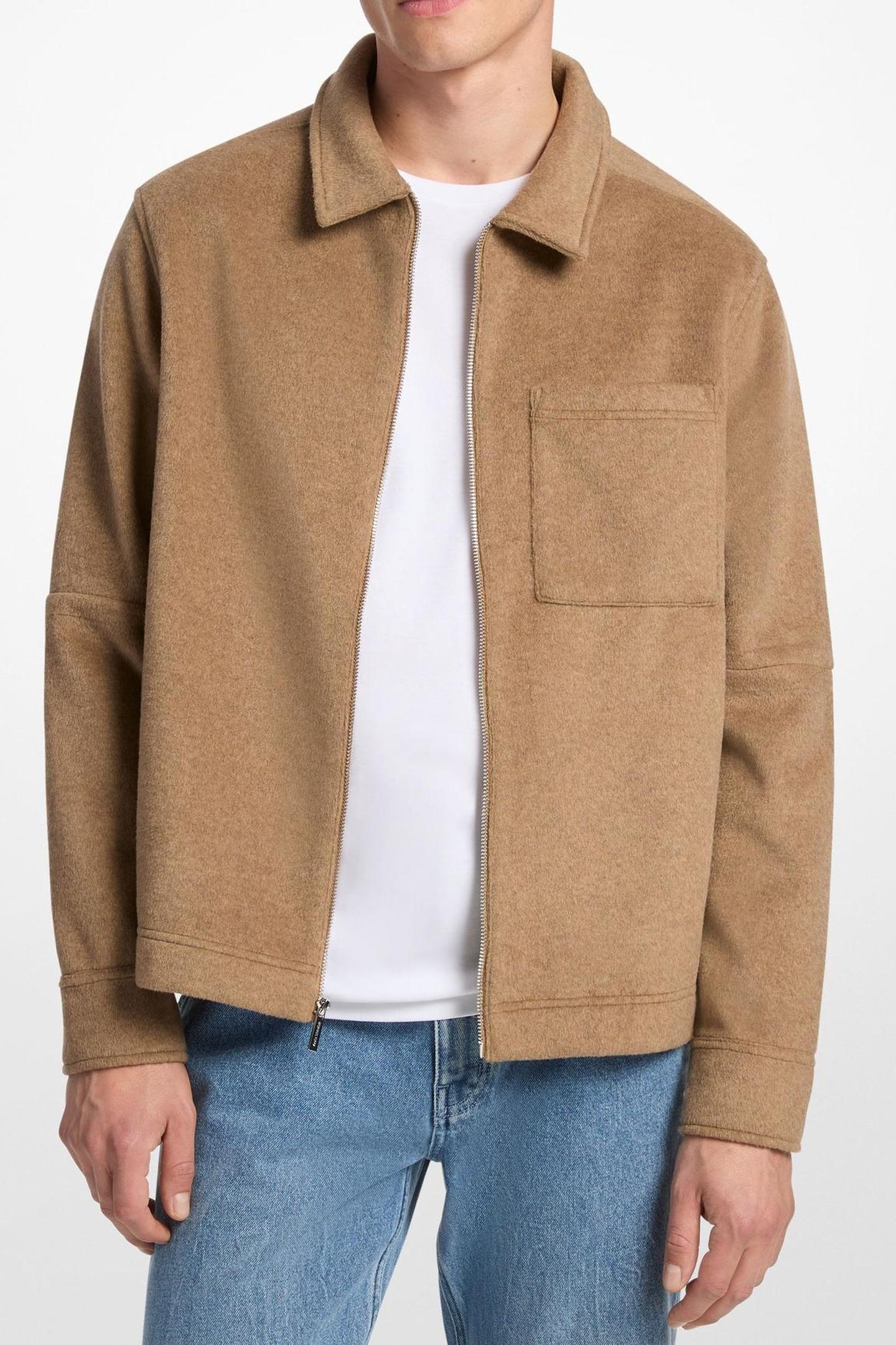 FLANNEL DOUBLE KNIT FLANNEL JACKET DARK CAMEL 1