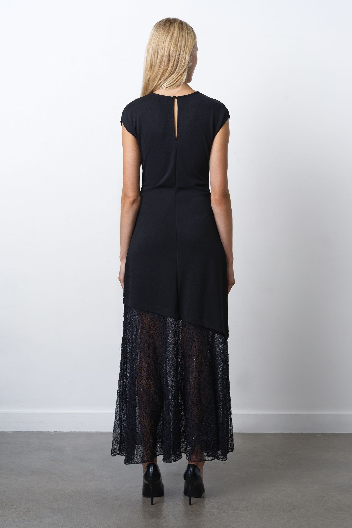 VALETTA LACE MIX DRESS BLACK 2