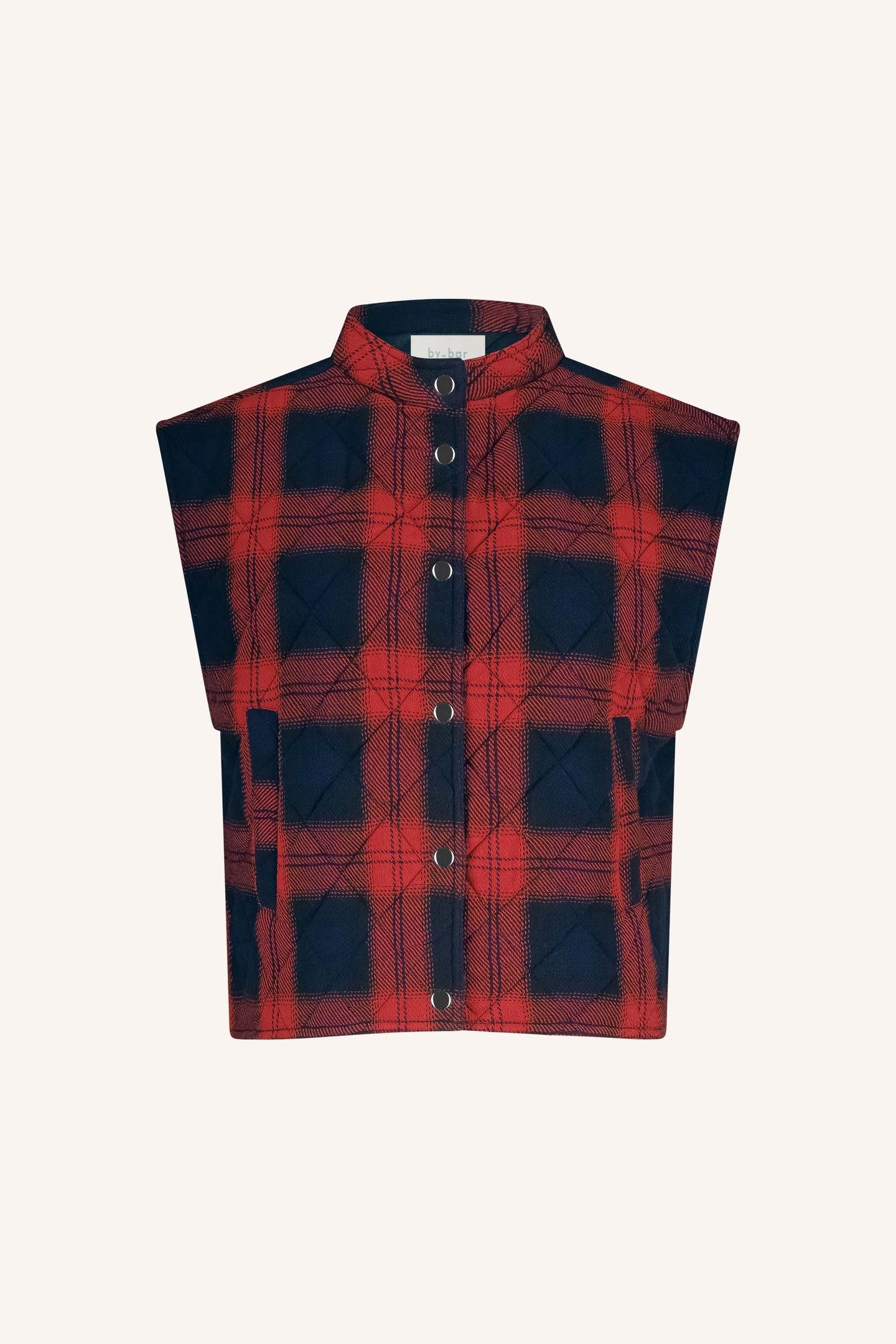 MAVE RED CHECK SLEEVELESS JACKET POPPY CHECK 6