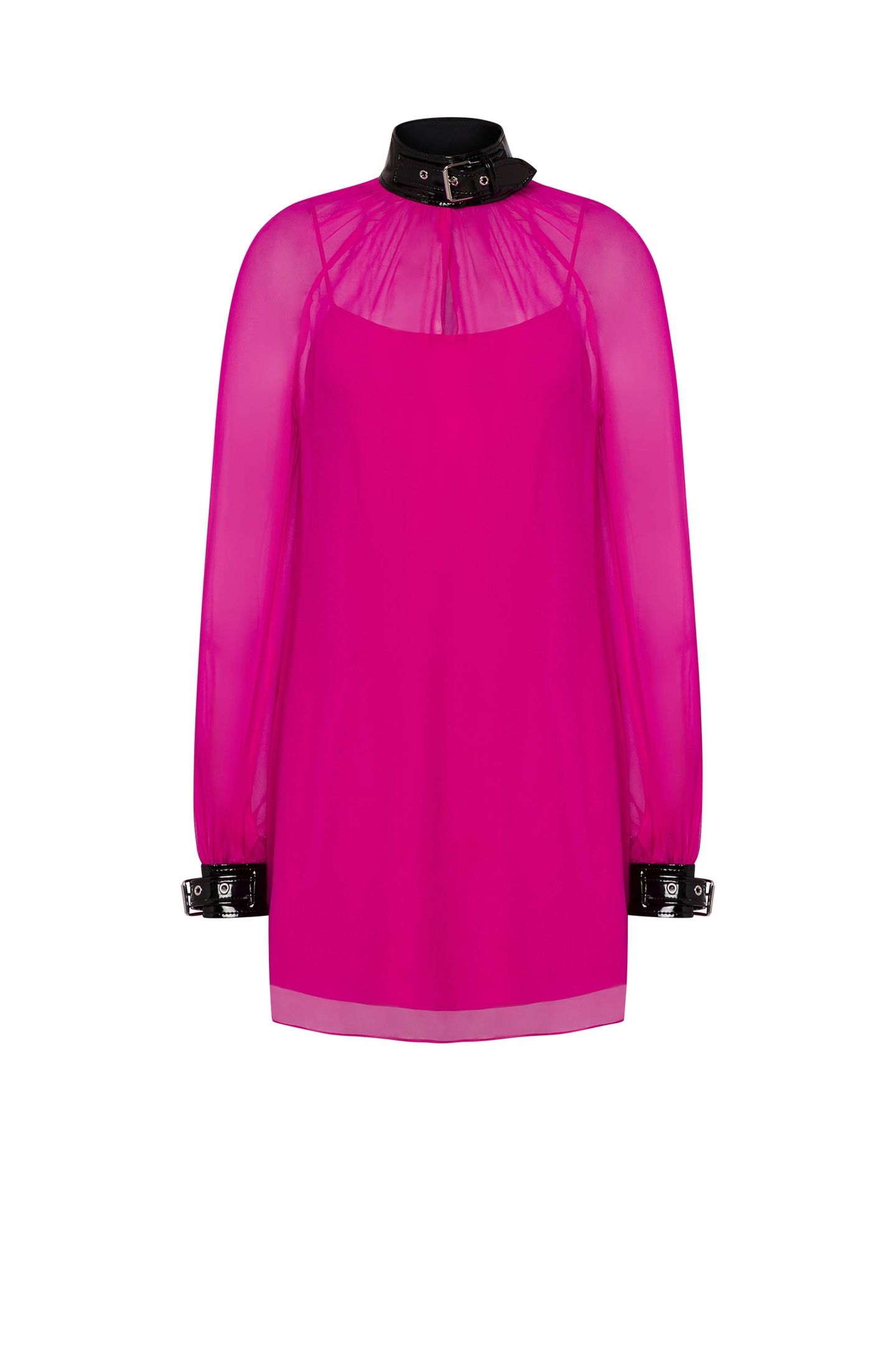 SILK CHIFFON BONDAGE BUCKLE DRESS PINK 3