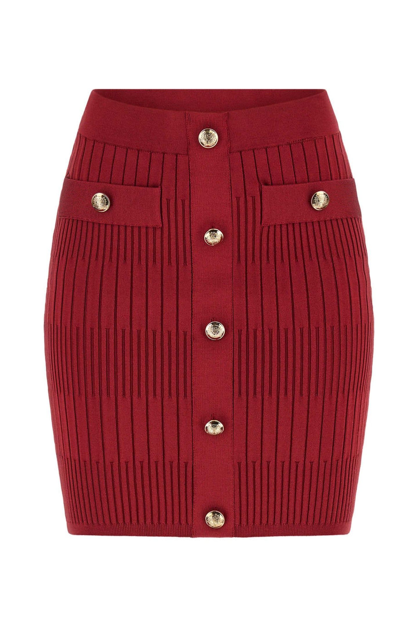 JANET RIBBED SKIRT S DARK JAM RED 4