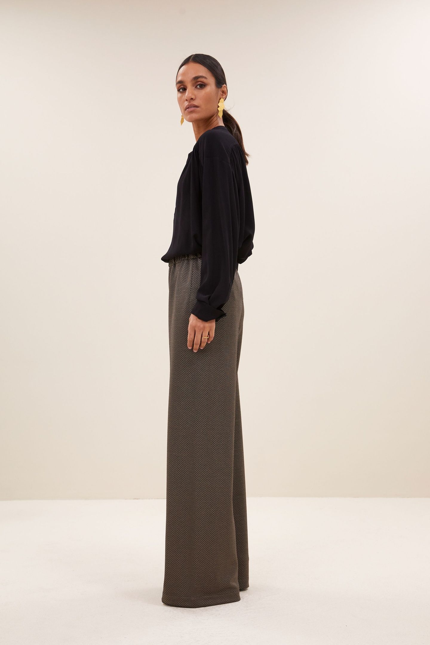 LISSA HERRINGBONE PANTS BISCUIT 5