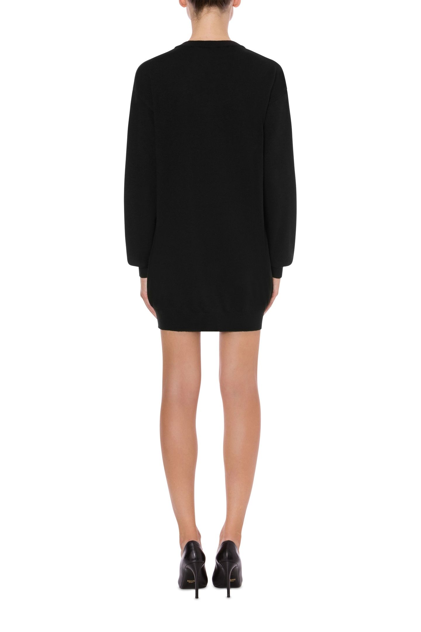 WOOL DRESS MIRROR TEDDY BEAR BLACK 2