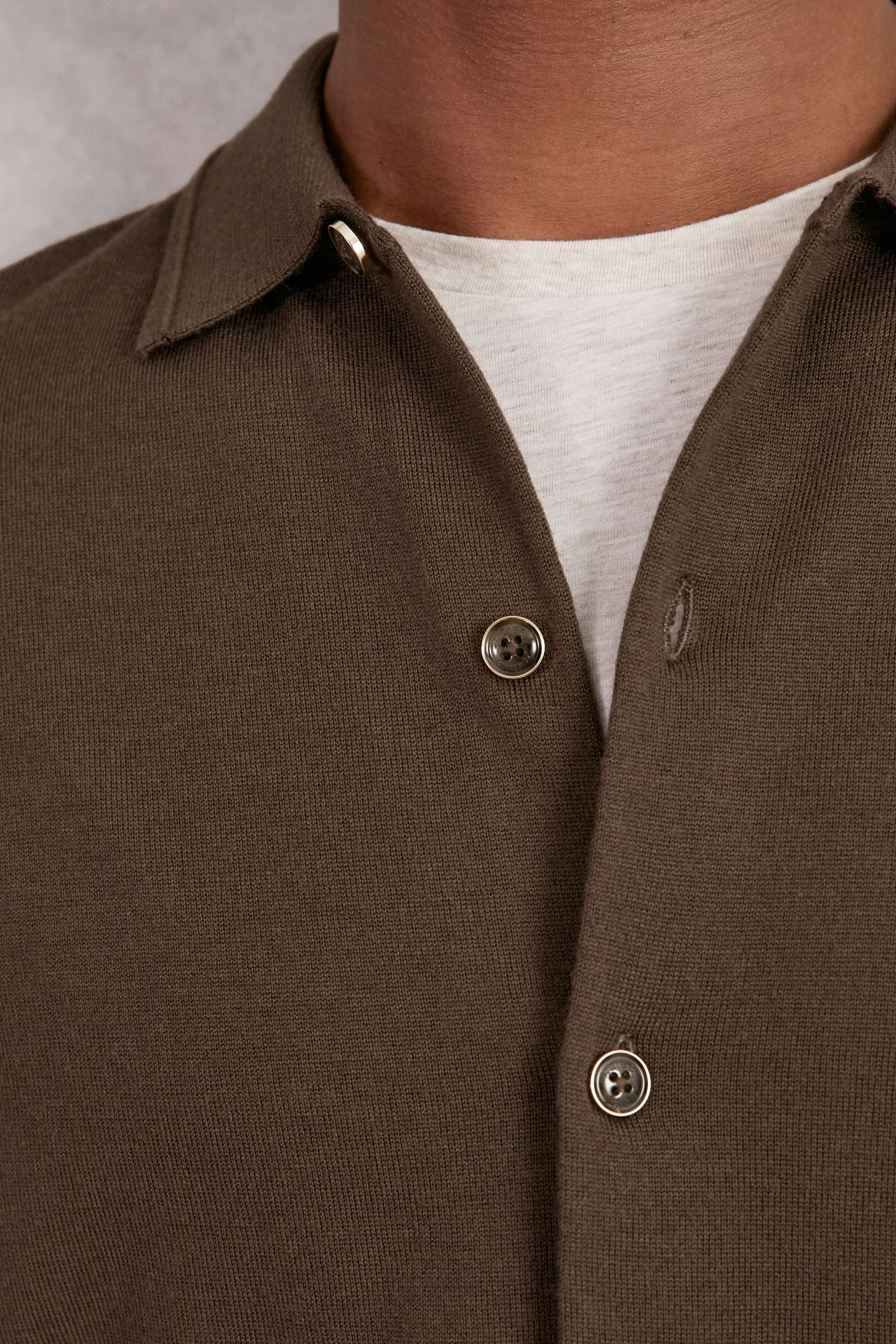 LS BUTTON THROUGH MERINO WOOL CARDIGAN CHOCOLATE BROWN 5