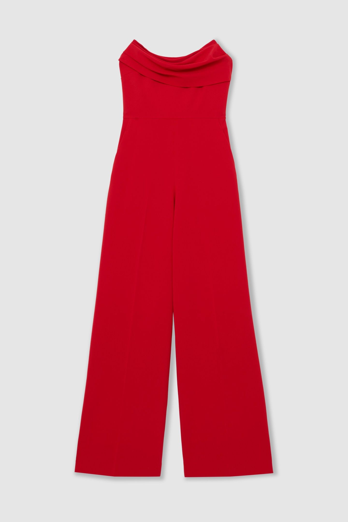 STRUCTURED BANDEAU JUMPSUIT RED 4