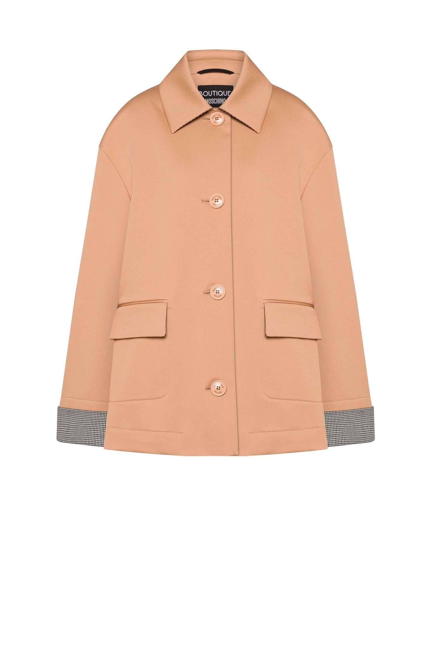 STRETCH GABARDINE JACKET WITH HOUNDSTOOTH DETAILS BEIGE 3