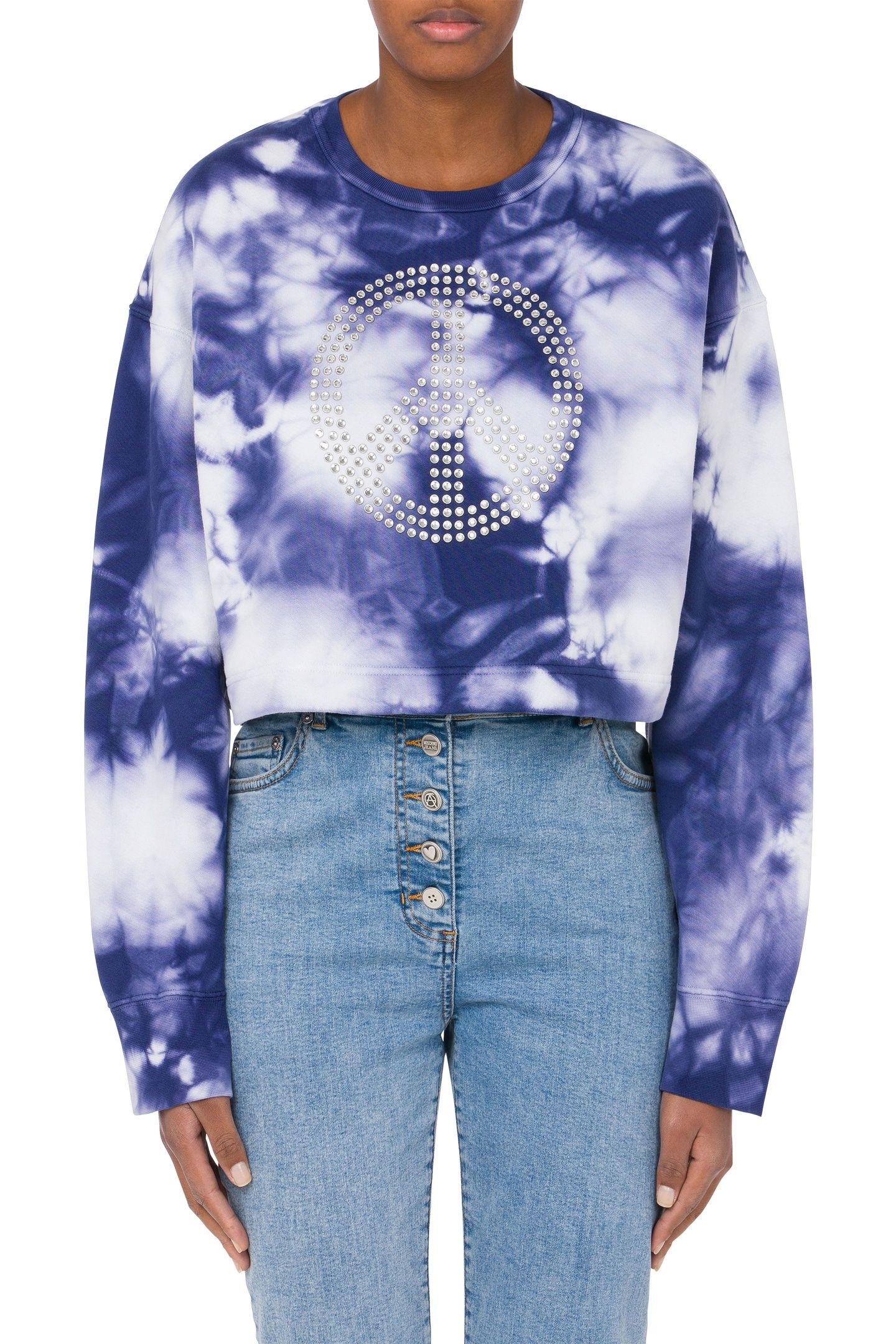 TIE DYE CROPPED SWEATSHIRT BLUE 1