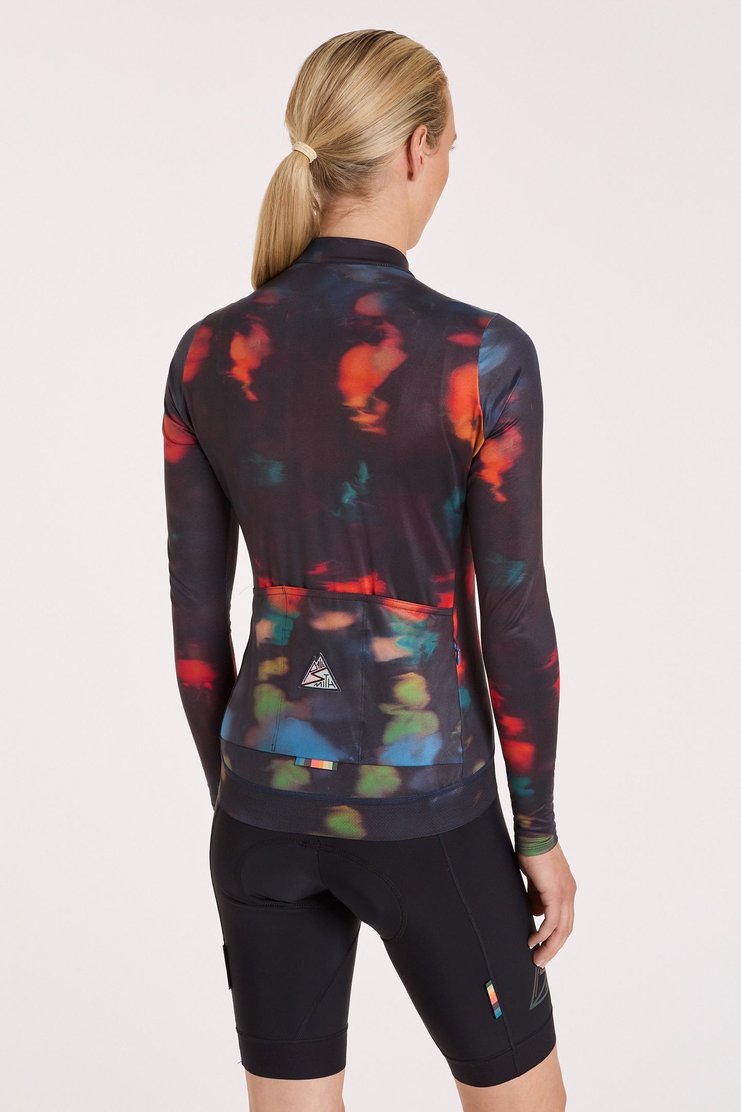 WOMENS CYCLE JERSEY L/S INK SPILL BLACK 2