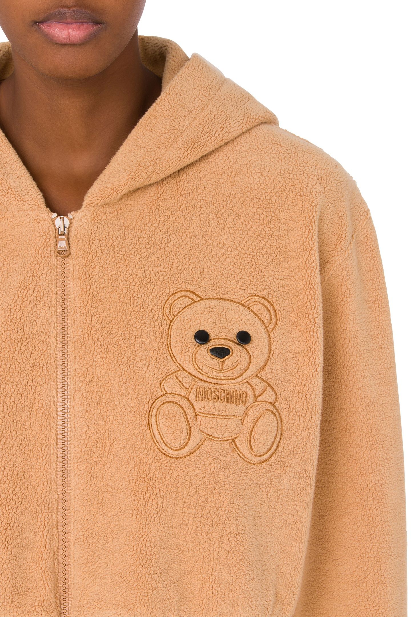 CROPPED COTTON SWEATSHIRT MOSCHINO TEDDY BEAR BEIGE 4