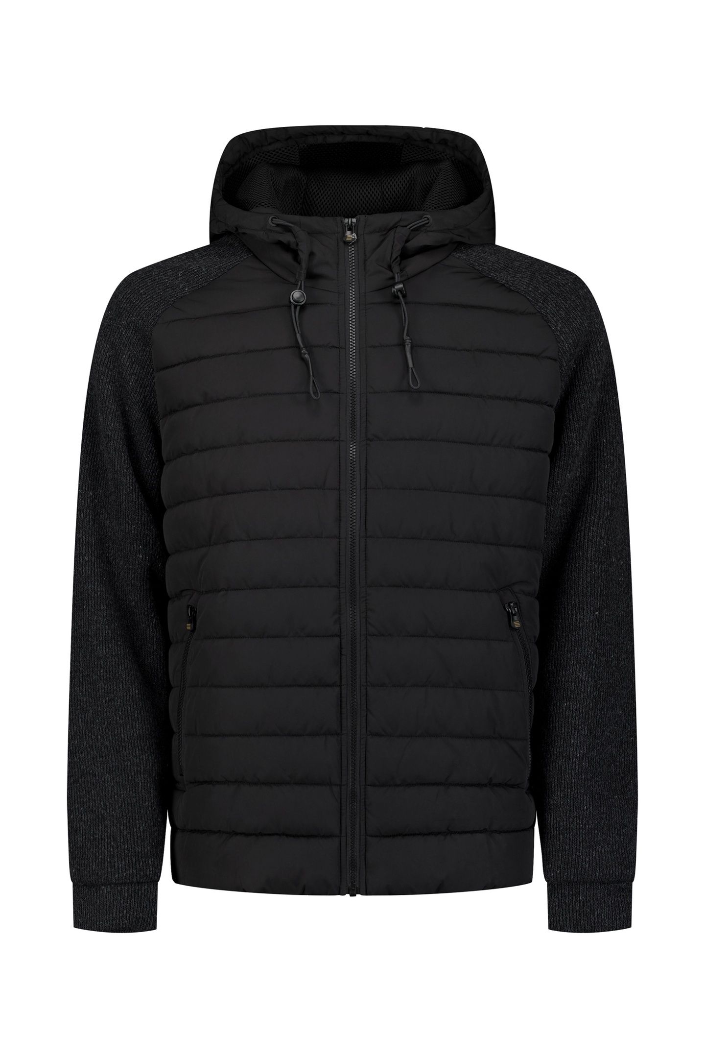 JACKET SHORT FIT PUFFER KNITTED MIX BLACK 2