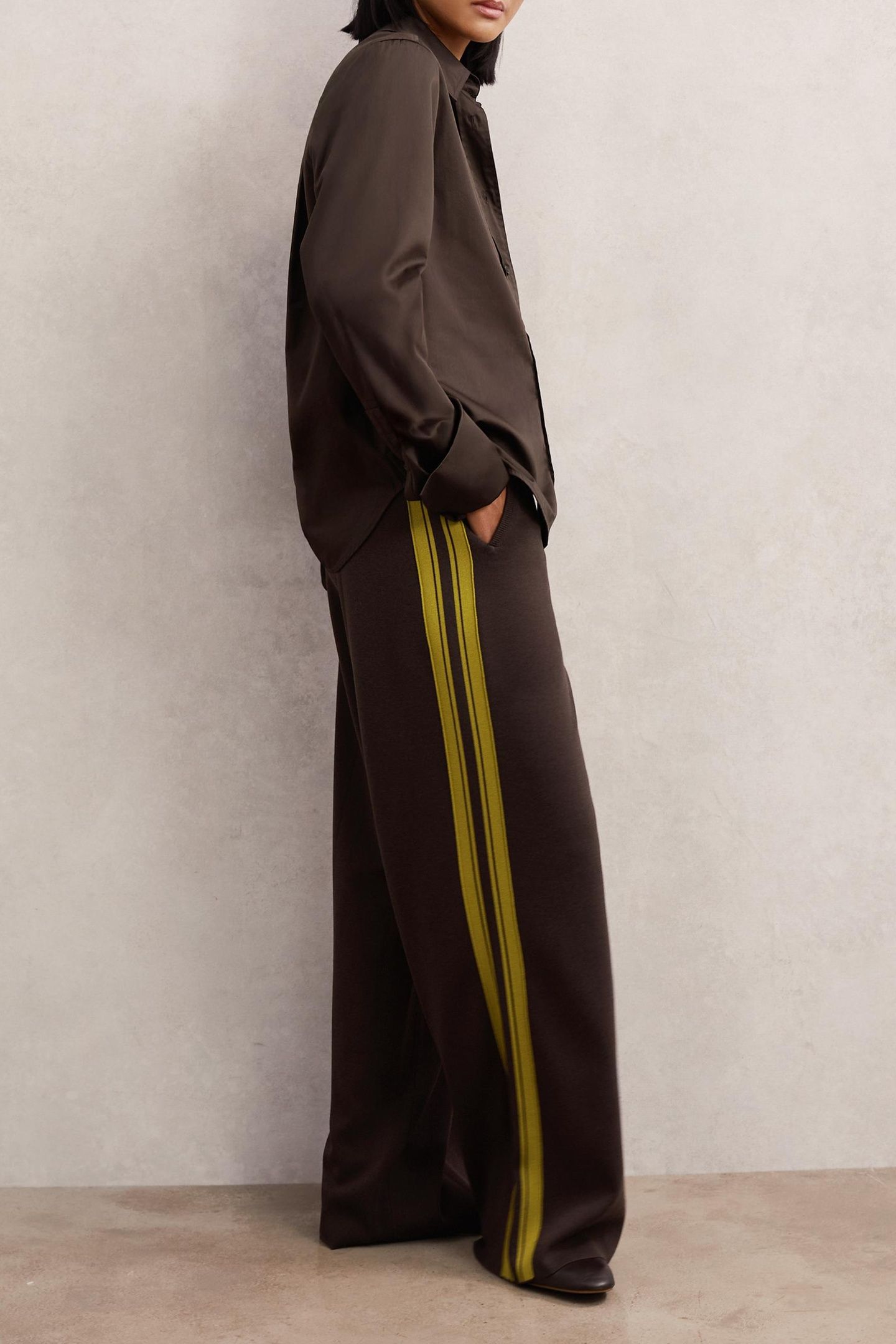 KNITTED WIDE LEG SIDE STRIPE TROUSER BERRY 3