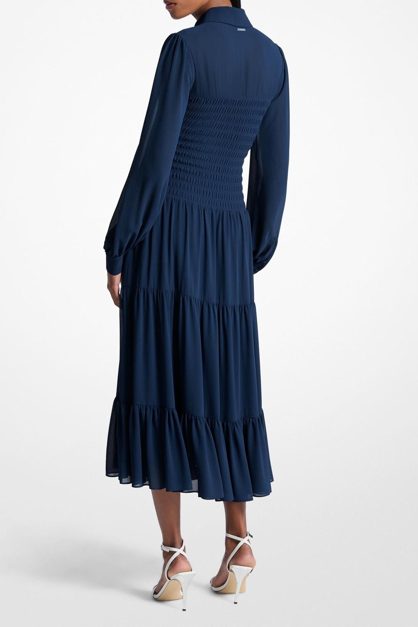 SMOCK BUTTON DOWN SHIRT DRESS MIDNIGHT BLUE 2