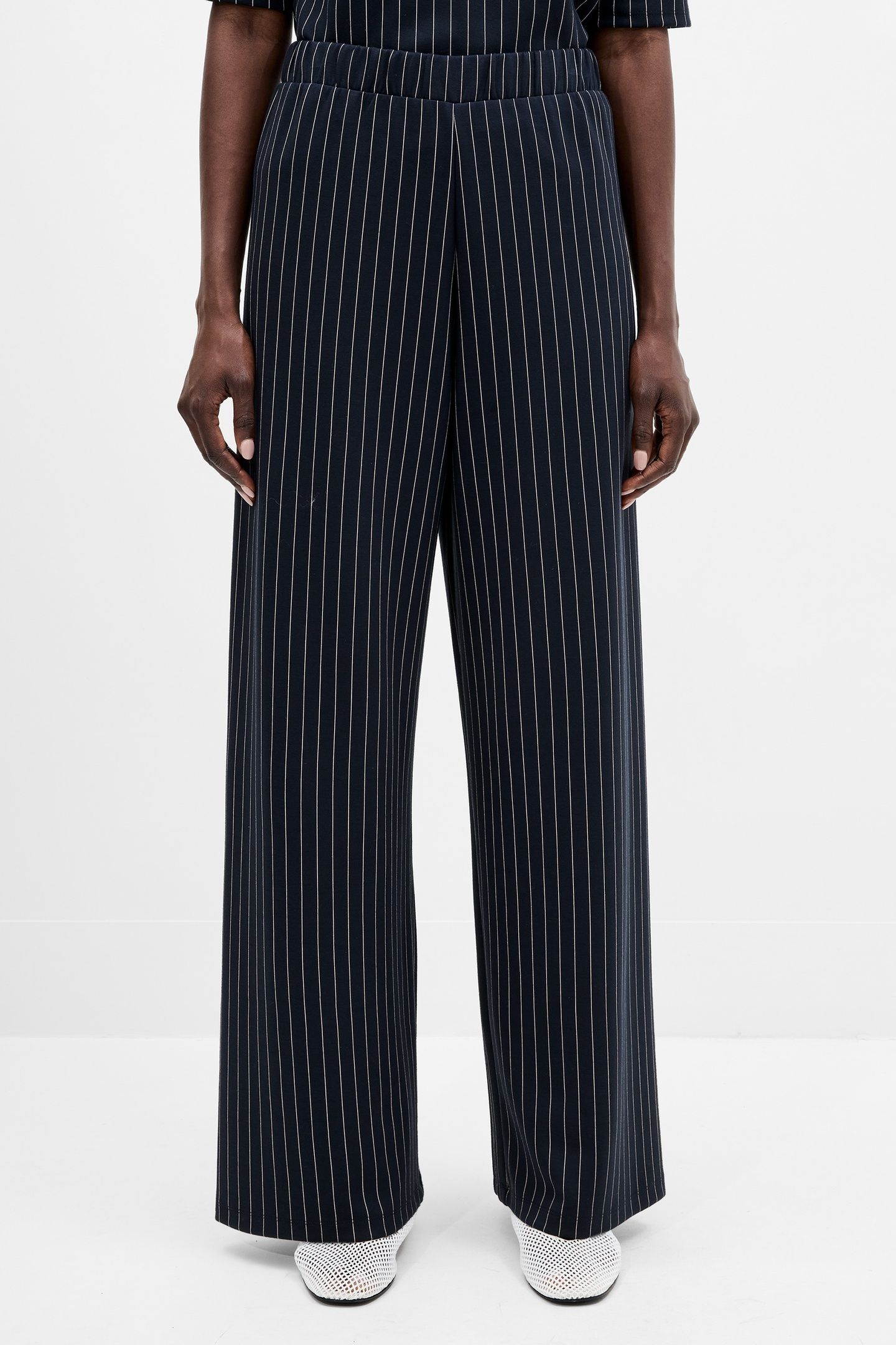 REGINA JERSEY WIDE LEG TROUSER NAVY/WHITE 2
