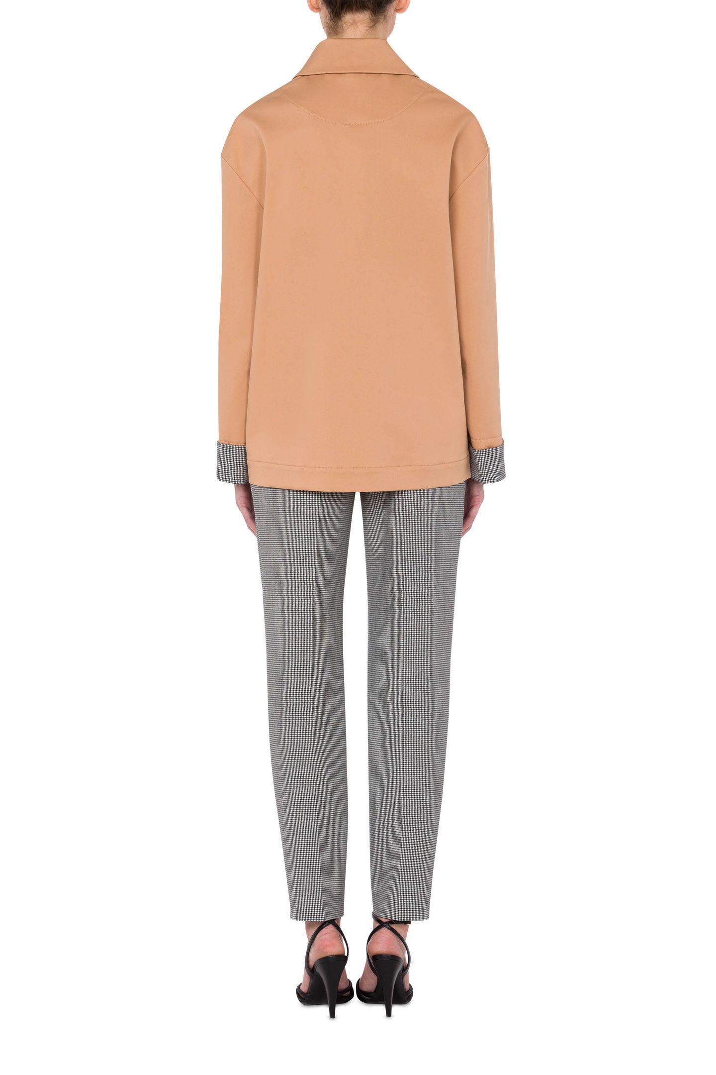 STRETCH GABARDINE JACKET WITH HOUNDSTOOTH DETAILS BEIGE 2