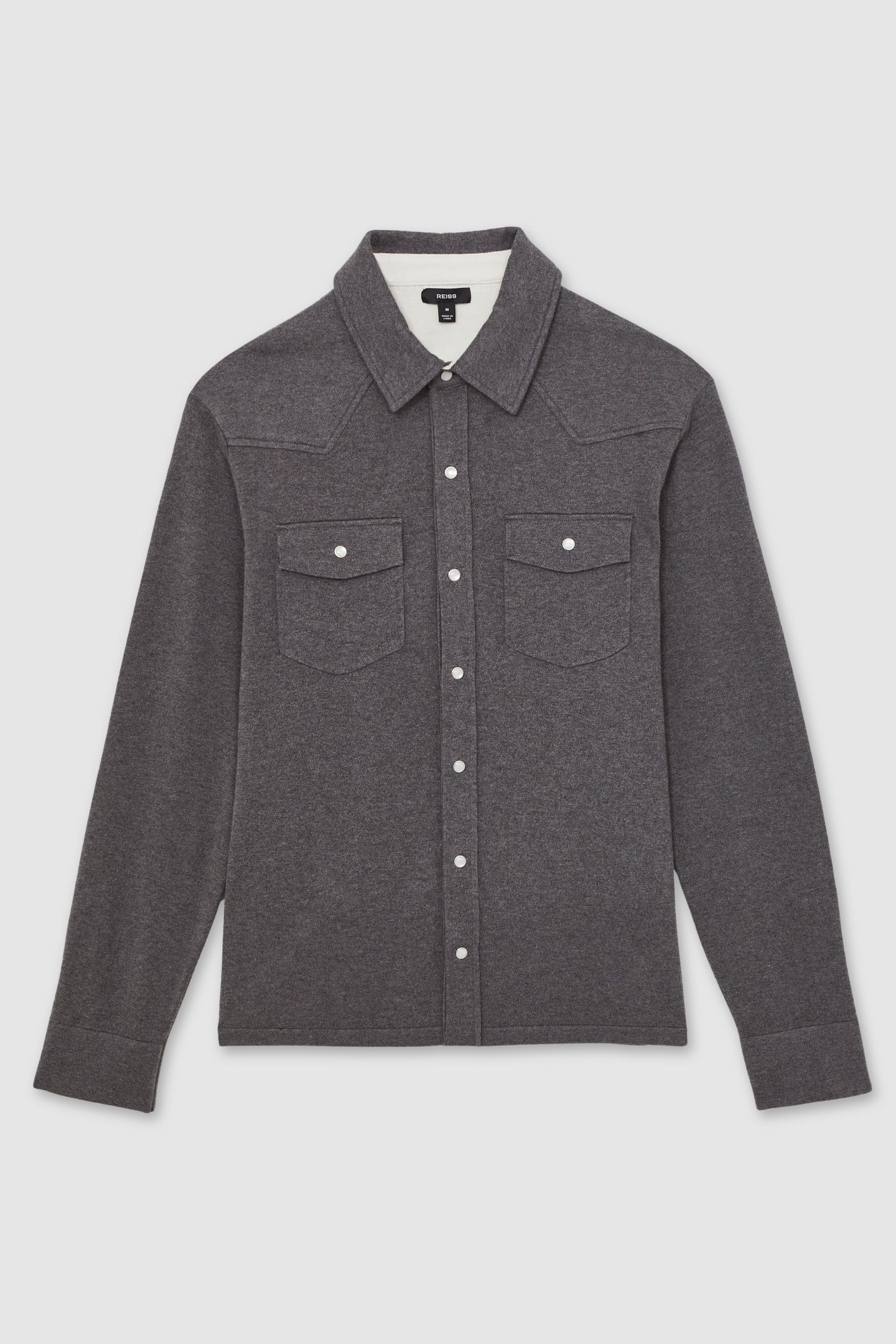 LS BUTTON THROUGH WESTERN DETAIL KNITTED SHIRT CHARCOAL GREY 4