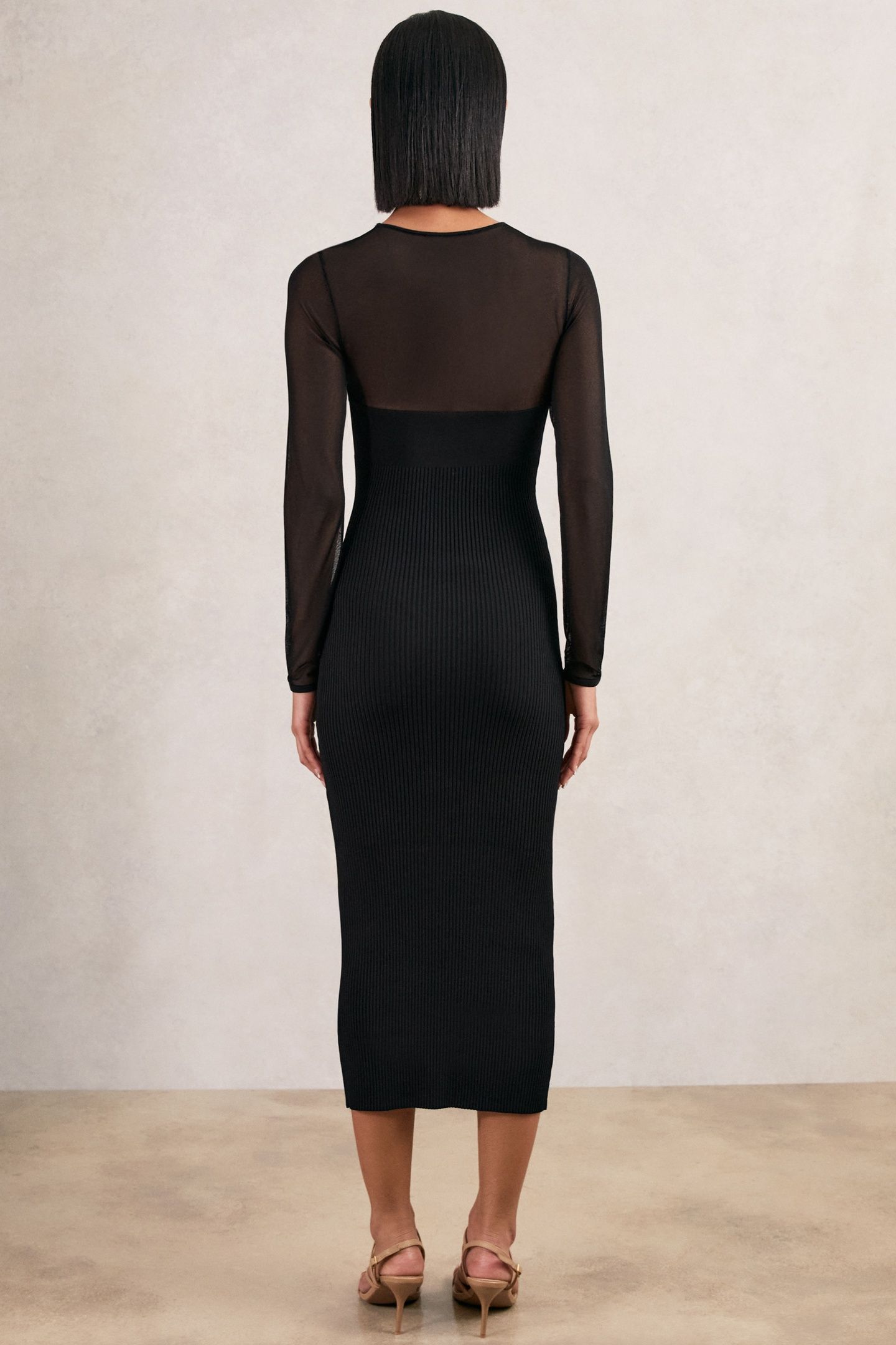 SHEER KNITTED DRESS BLACK 2