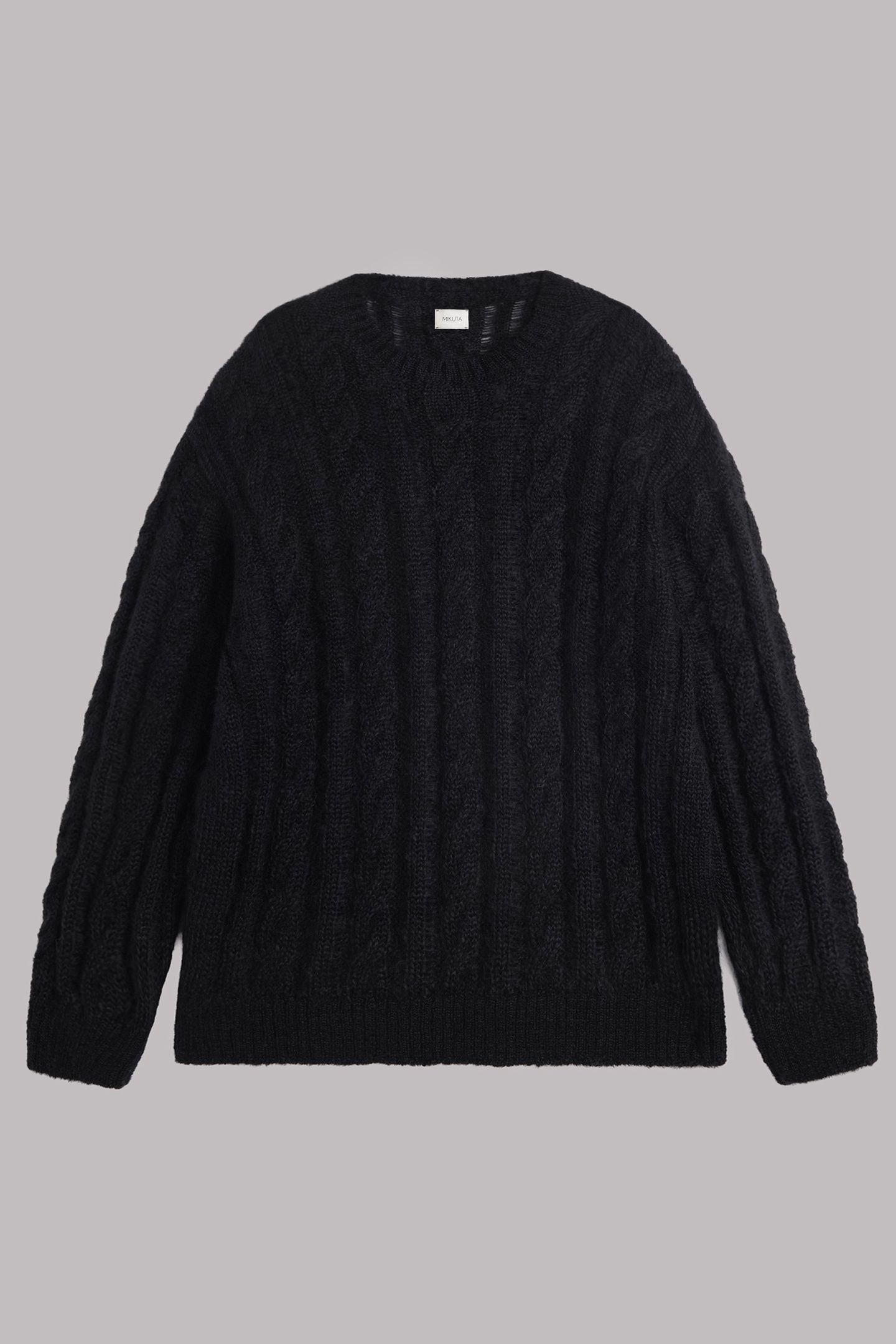 THE BLACK OVERSIZED CABLE KNITTED SWEATER BLACK 3