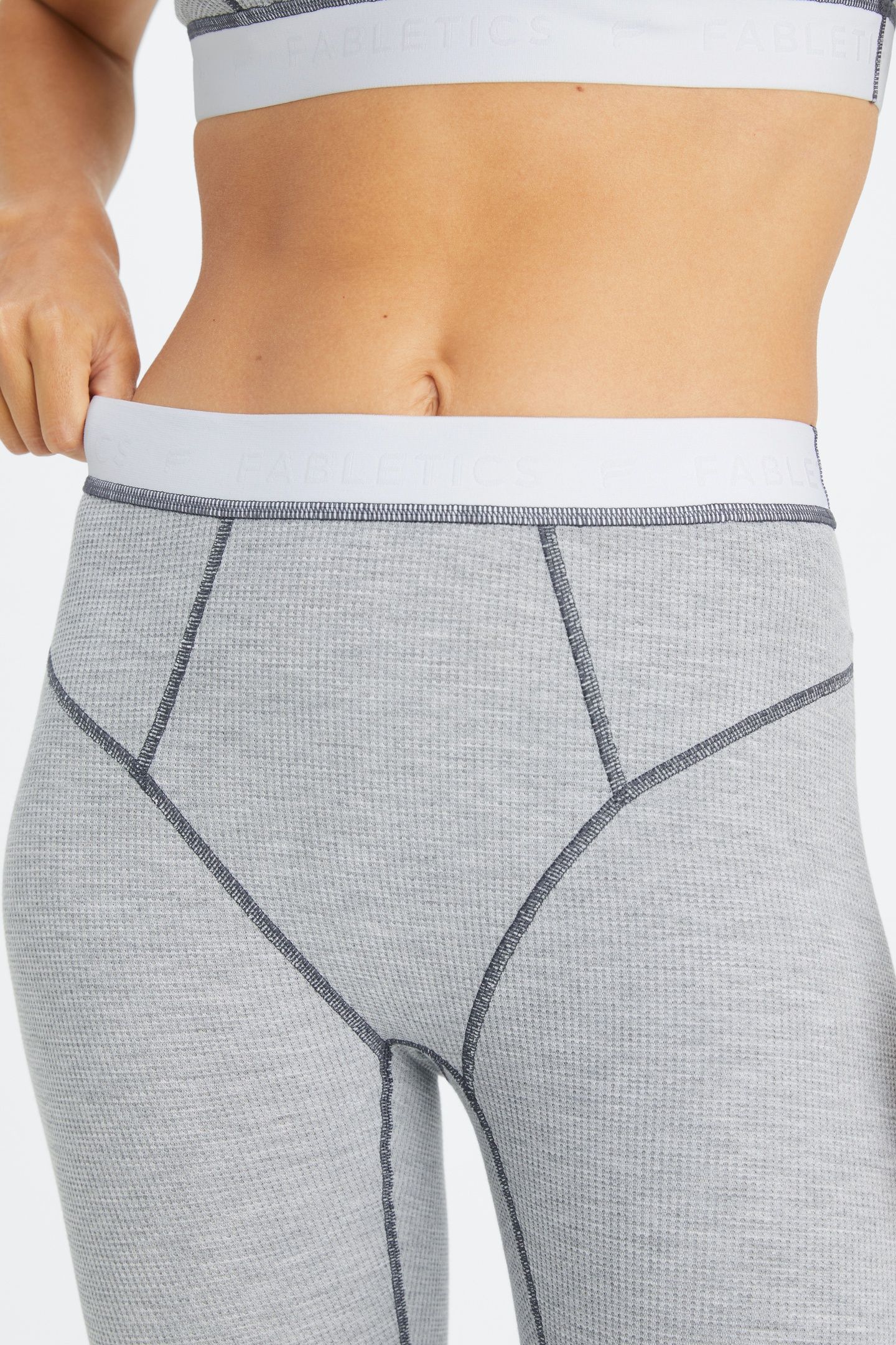 FABLETICS WAFFLE LEGGING CLASSIC GREY HEATHER/WHITE 5