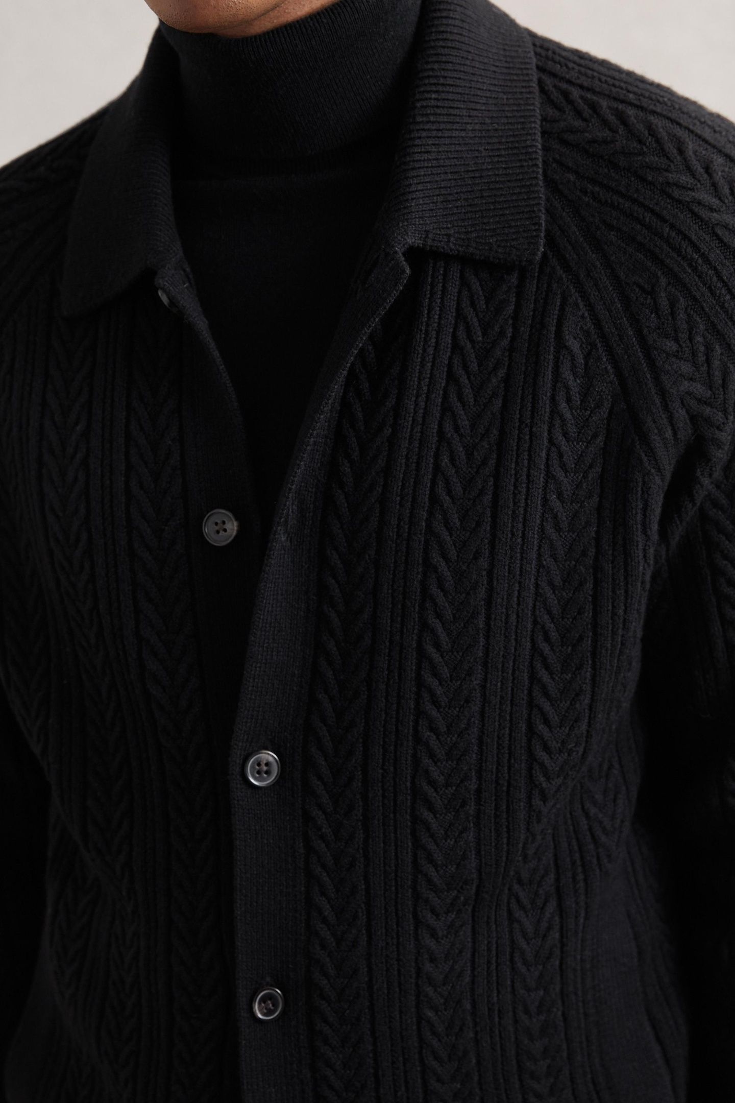 LS BUTTON THROUGH CABLE CARDIGAN BLACK 6